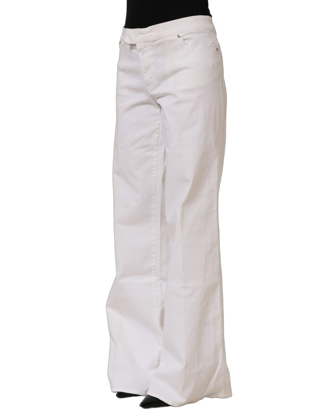 Just Cavalli White High Waist Wide Leg Denim Trouser Jeans