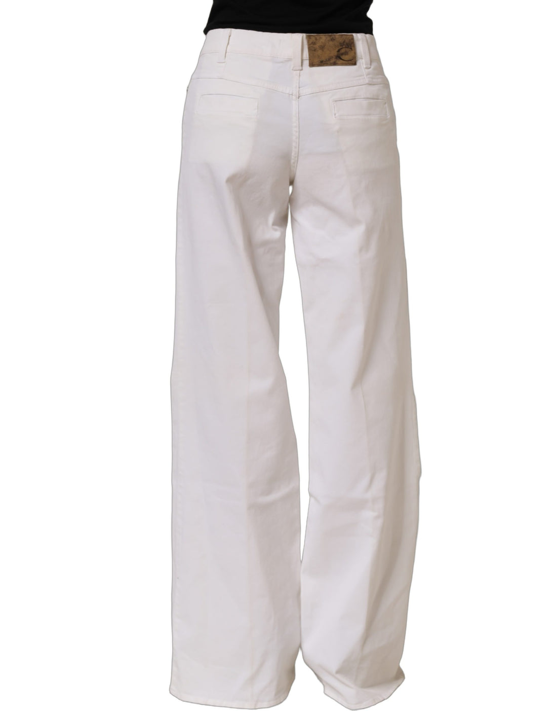 Just Cavalli White High Waist Wide Leg Denim Trouser Jeans