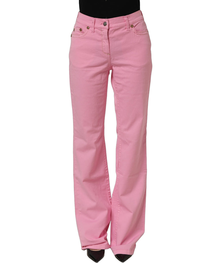GF Ferre Pink Mid-Waisted Flared Denim Casual Jeans