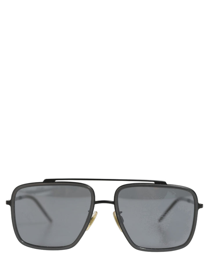 Dolce & Gabbana Women DG2262 Black Metal Square Frame Eyewear Sunglasses
