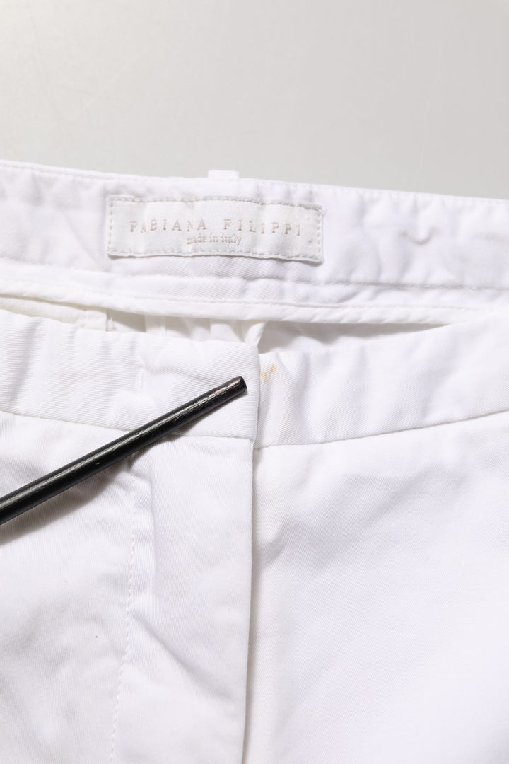 Fabiana Filippi White Low Waist Straight Formal Trouser Pants