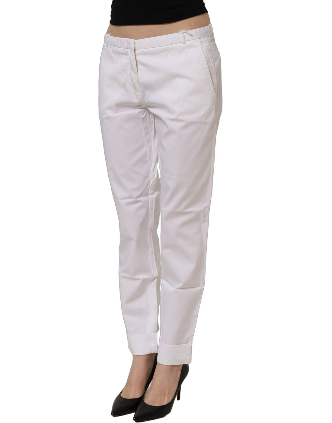 Fabiana Filippi White Low Waist Straight Formal Trouser Pants