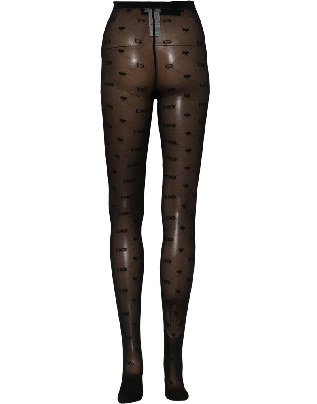 Dolce & Gabbana Black Nylon Logo Tights Stocking Pantyhose Socks