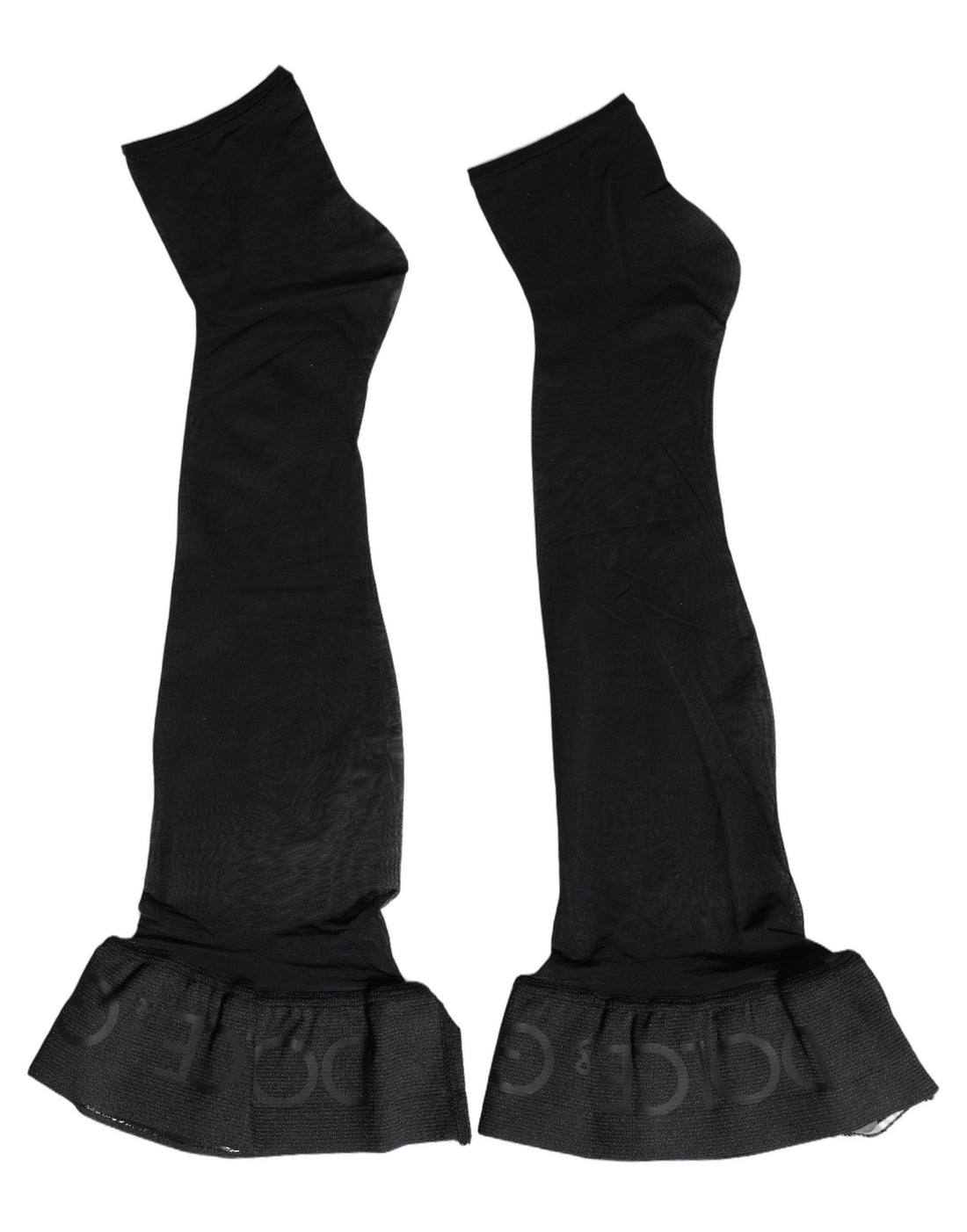 Dolce & Gabbana Black Nylon Logo Calf Long Women Accessory Socks