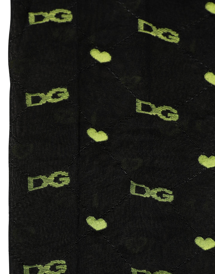 Dolce & Gabbana Black Nylon Logo Tights Stocking Pantyhose Socks