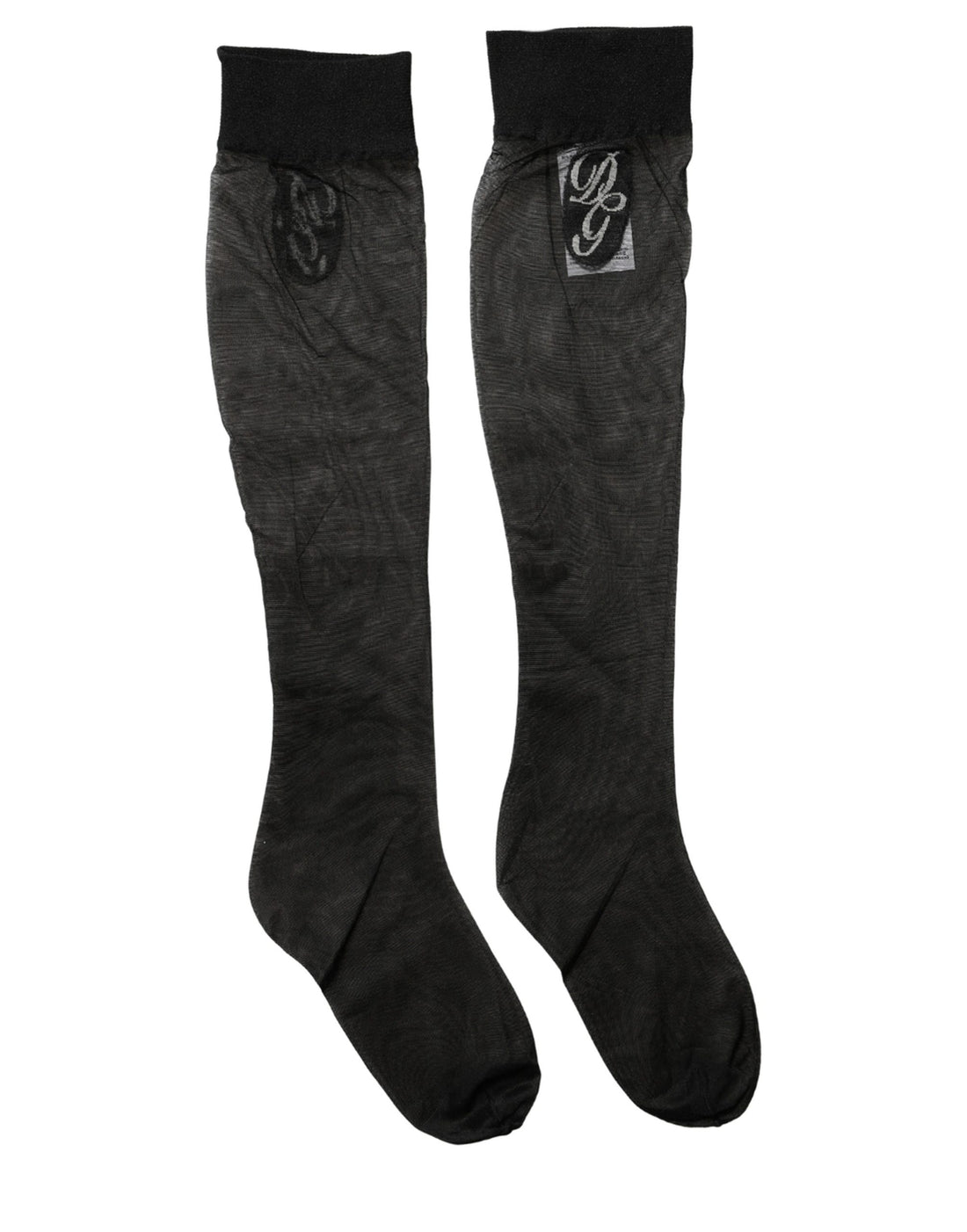 Dolce & Gabbana Black Nylon Mesh Sheer Calf Long Accessory Socks