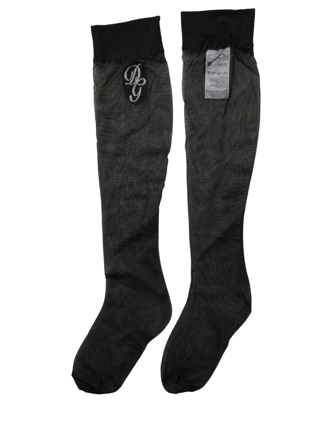 Dolce & Gabbana Black Nylon Mesh Sheer Calf Long Accessory Socks