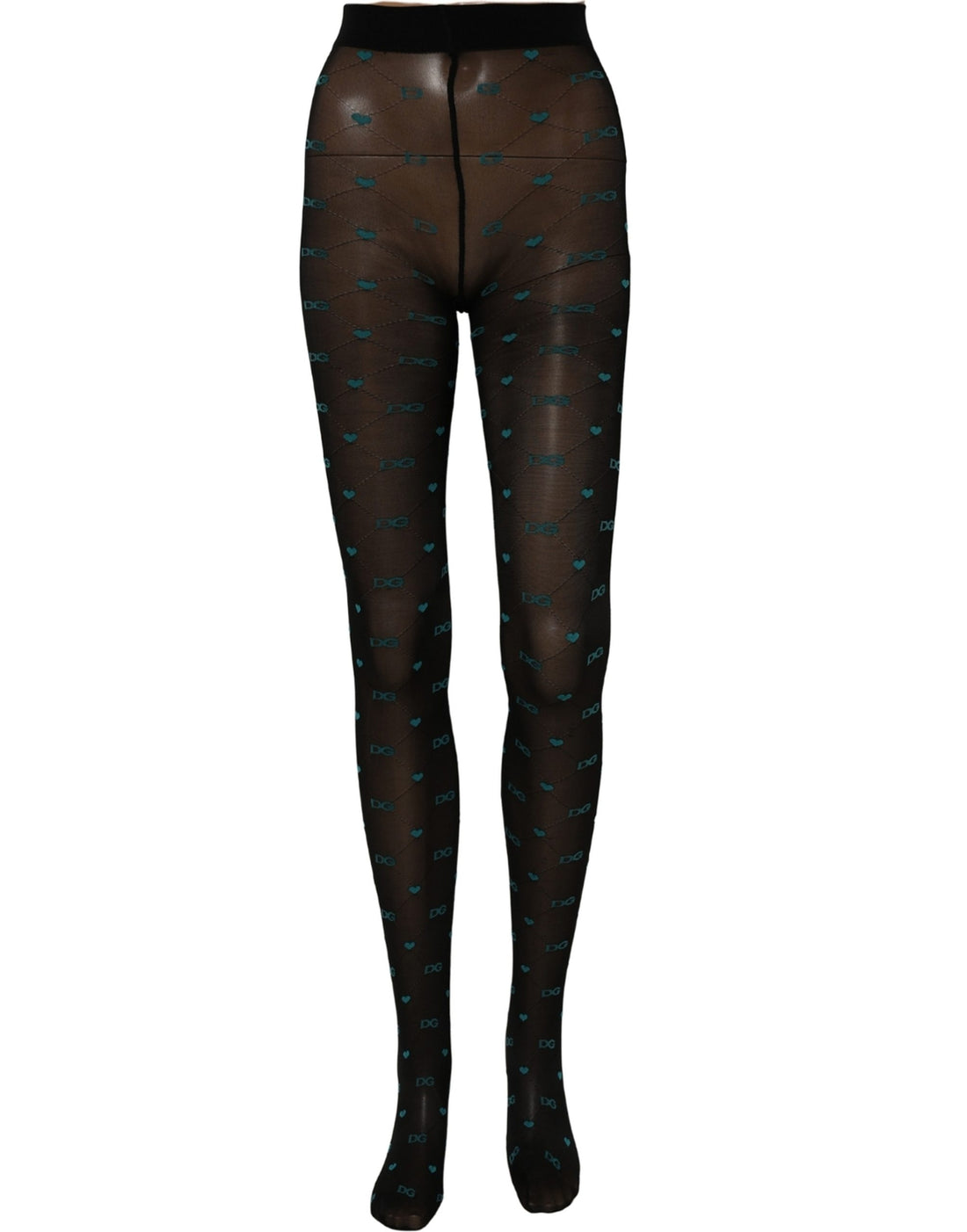 Dolce & Gabbana Black Nylon Logo Tights Stocking Pantyhose Socks