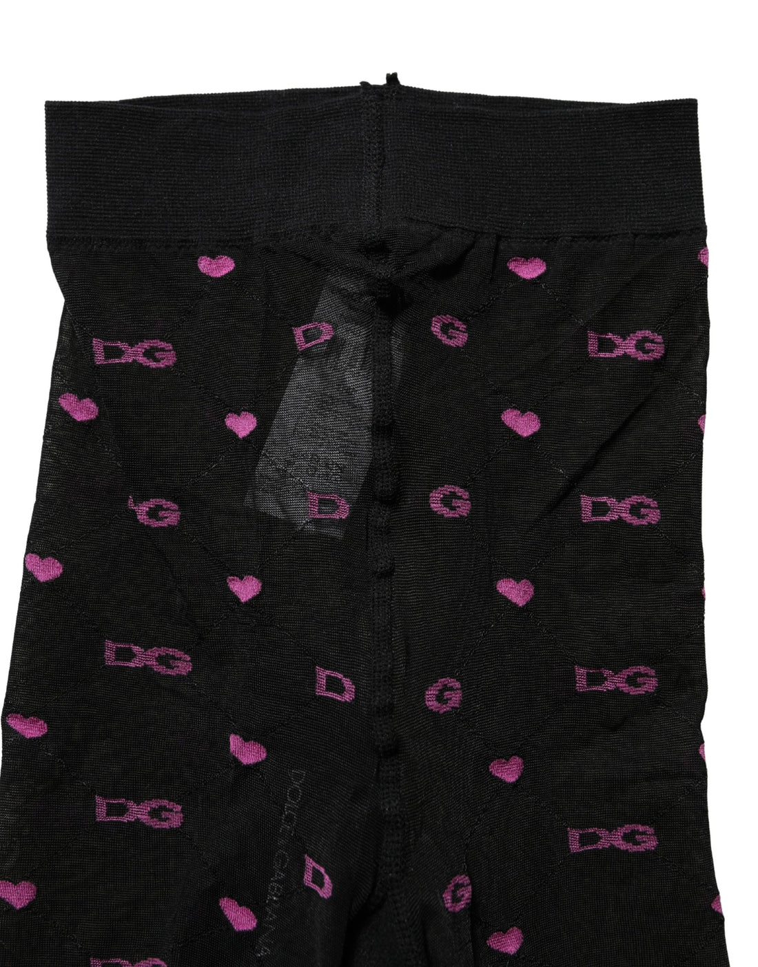 Dolce & Gabbana Black Nylon Hearts Tights Stocking Pantyhose Socks