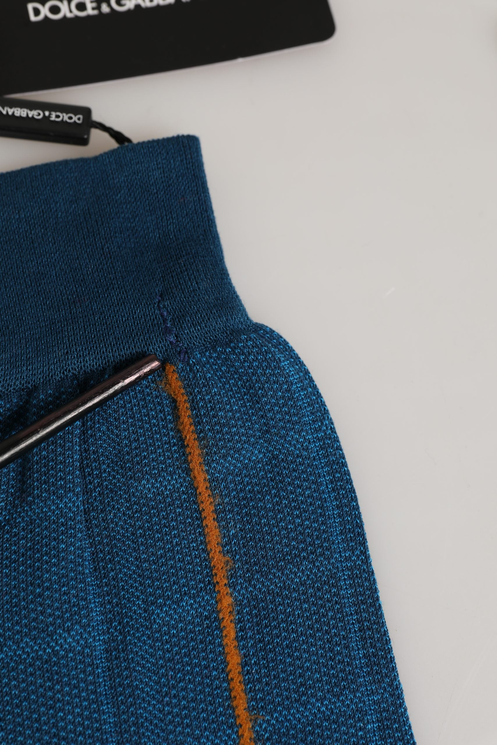 Dolce & Gabbana Men Blue Cotton Stretch Mid Calf Accessory Socks