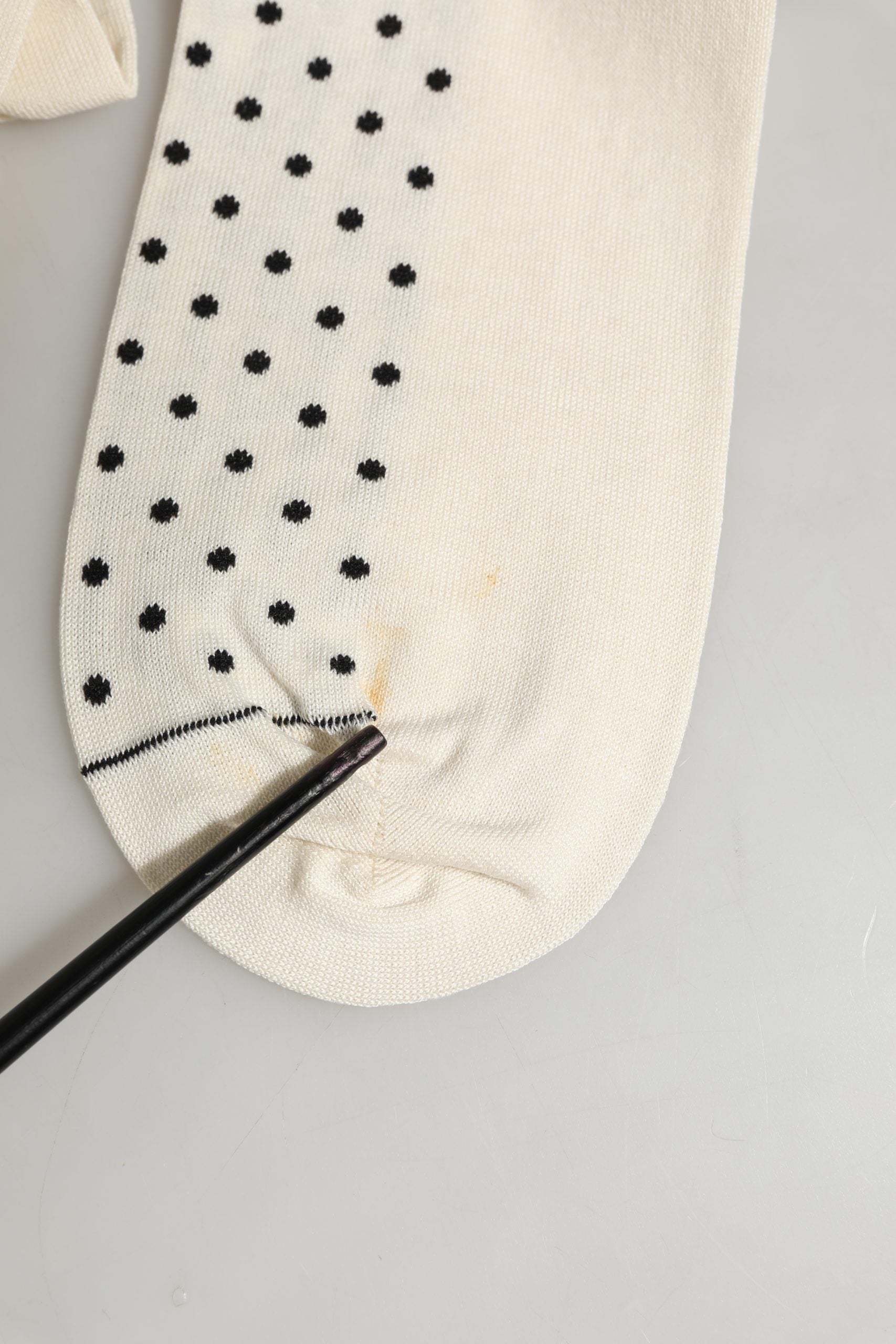 Dolce & Gabbana Off White Cotton Polka Dot Mid Calf Accessory Socks