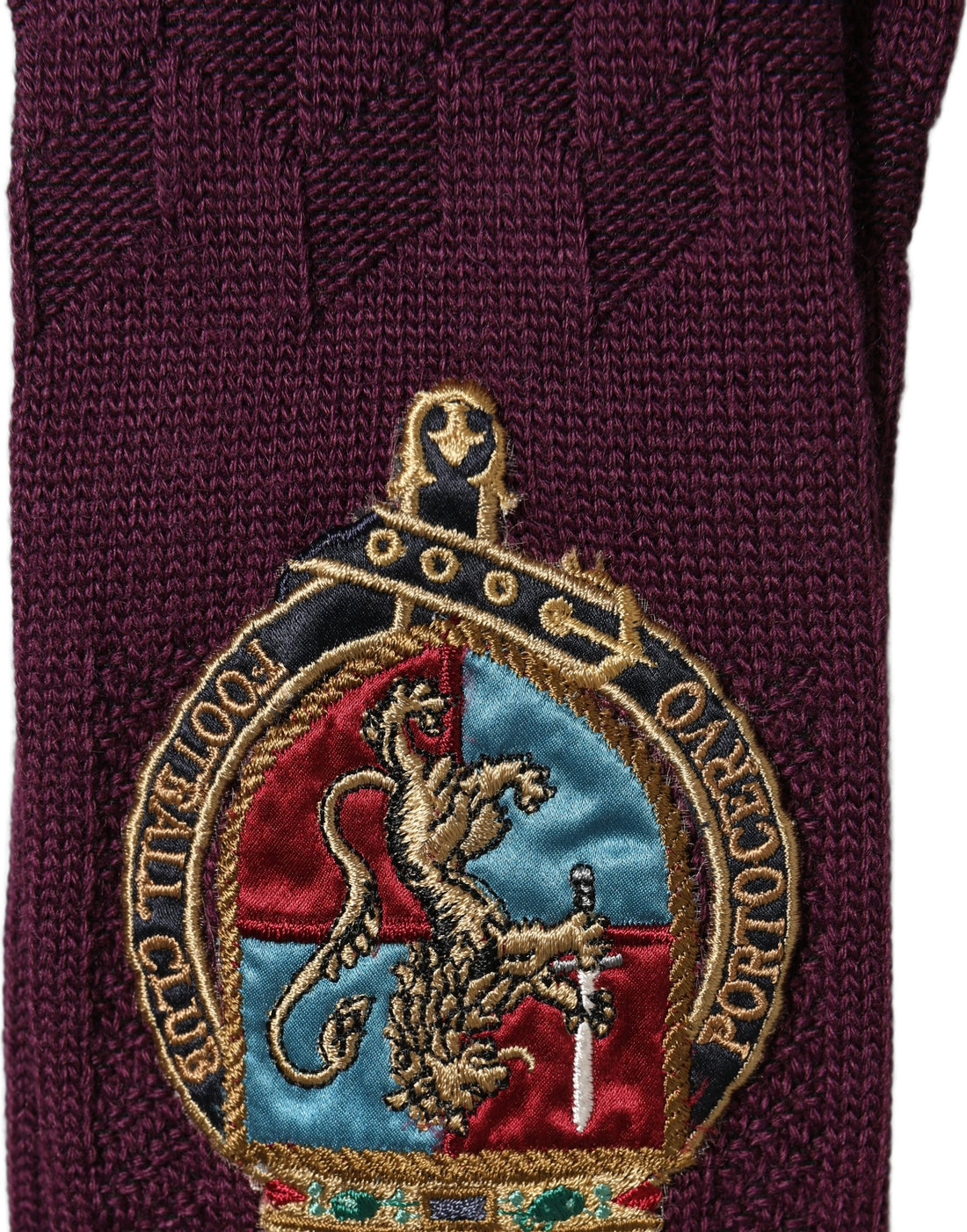 Dolce & Gabbana Burgundy Wool Crest Logo Knee High Accessory Socks