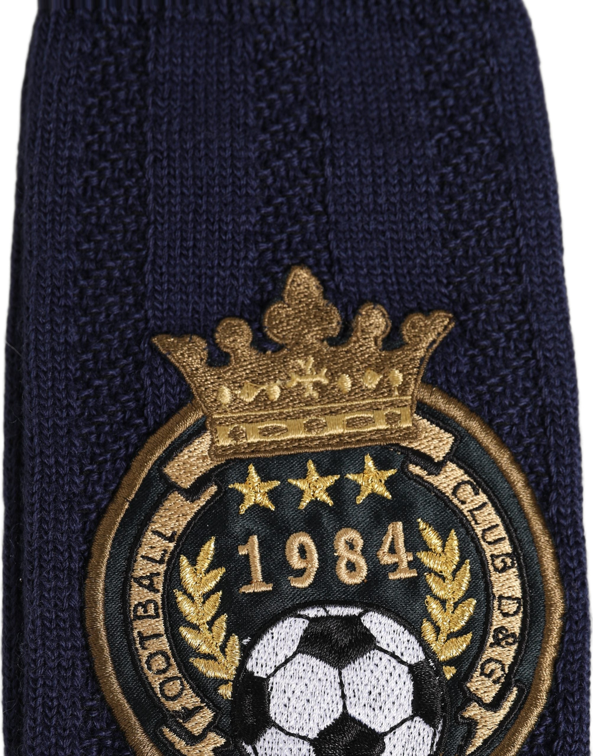 Dolce & Gabbana Navy Blue Wool Crest Logo Knee High Accessory Socks