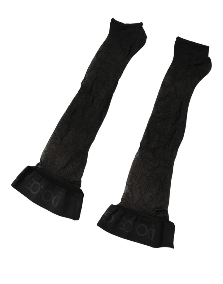 Dolce & Gabbana Black Nylon Logo Calf Long Women Accessory Socks