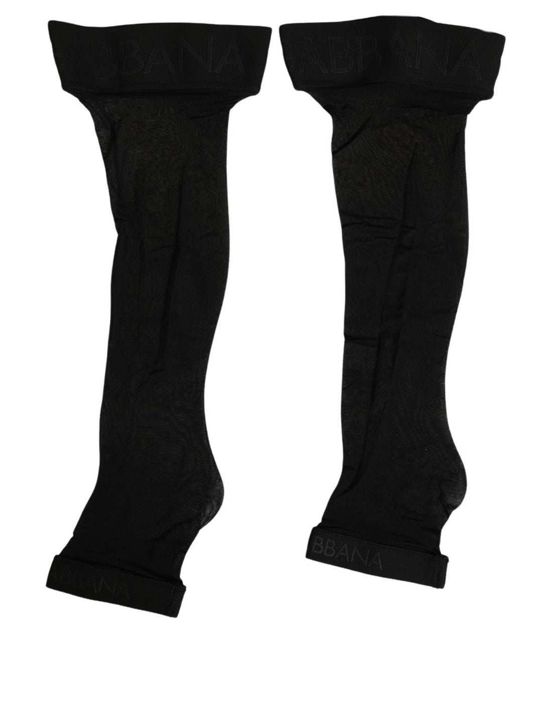 Dolce & Gabbana Black Nylon Logo Calf Long Women Accessory Socks