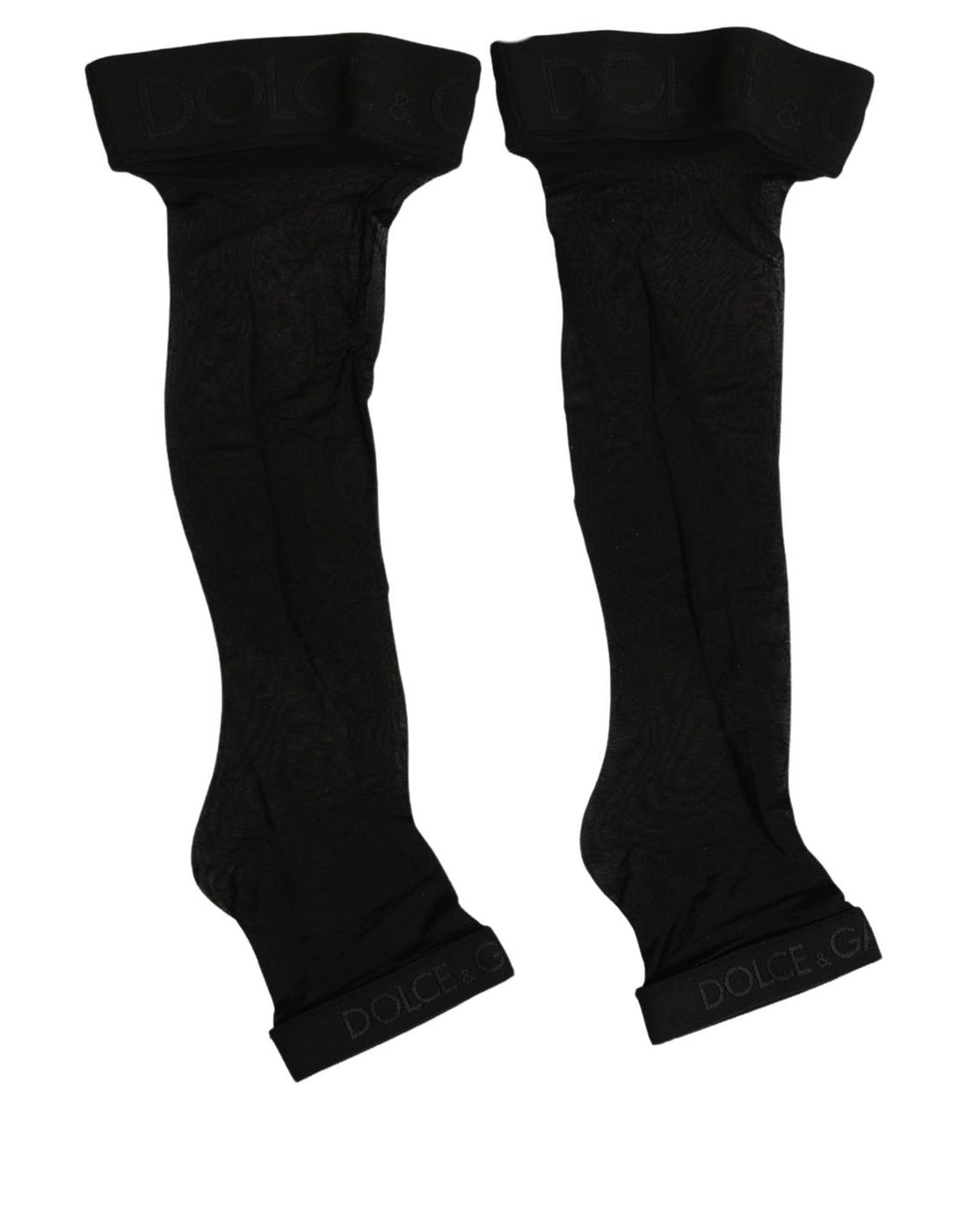 Dolce & Gabbana Black Nylon Logo Calf Long Women Accessory Socks