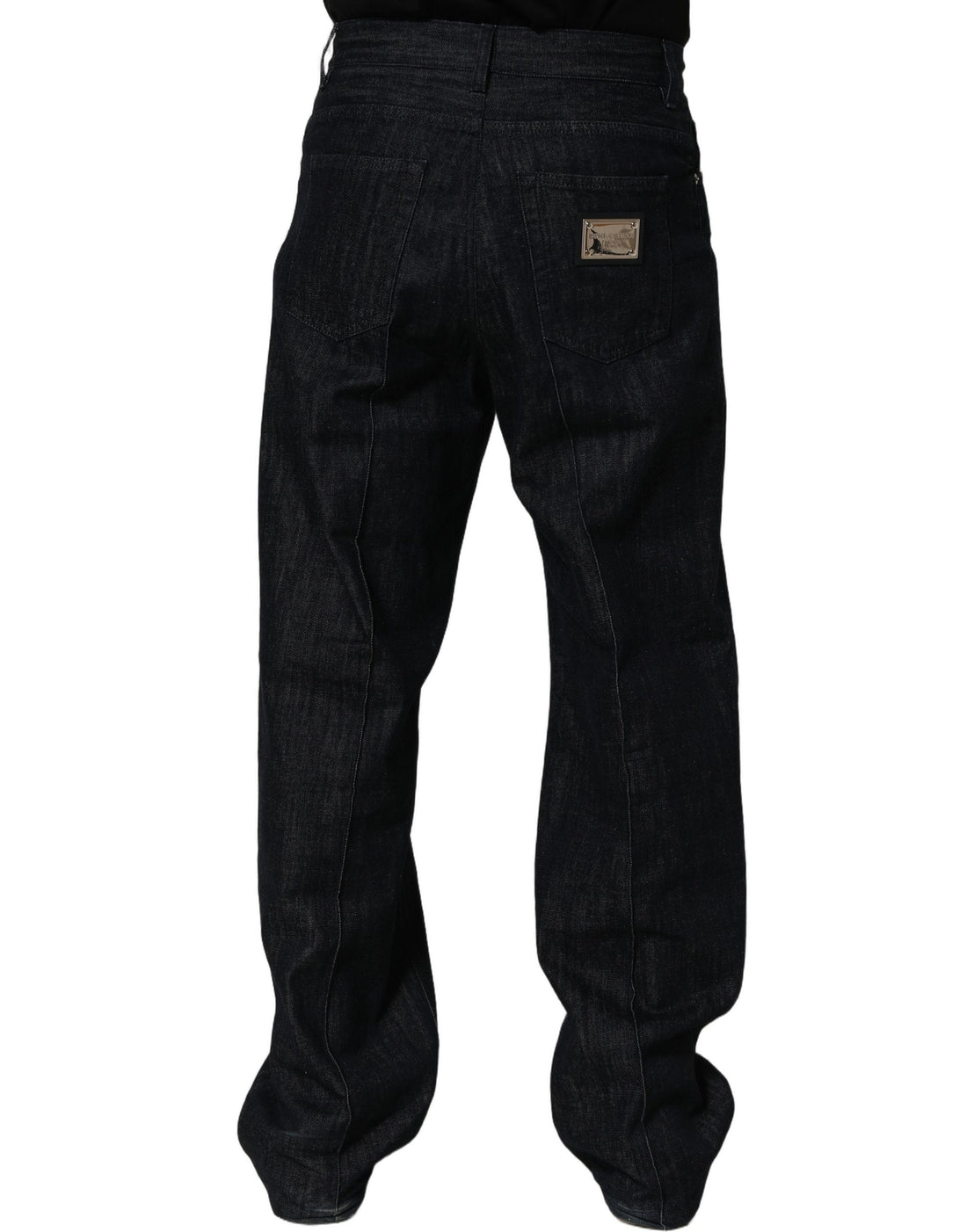 Dolce & Gabbana Dark Blue Relaxed Wide Leg Cotton Denim Jeans