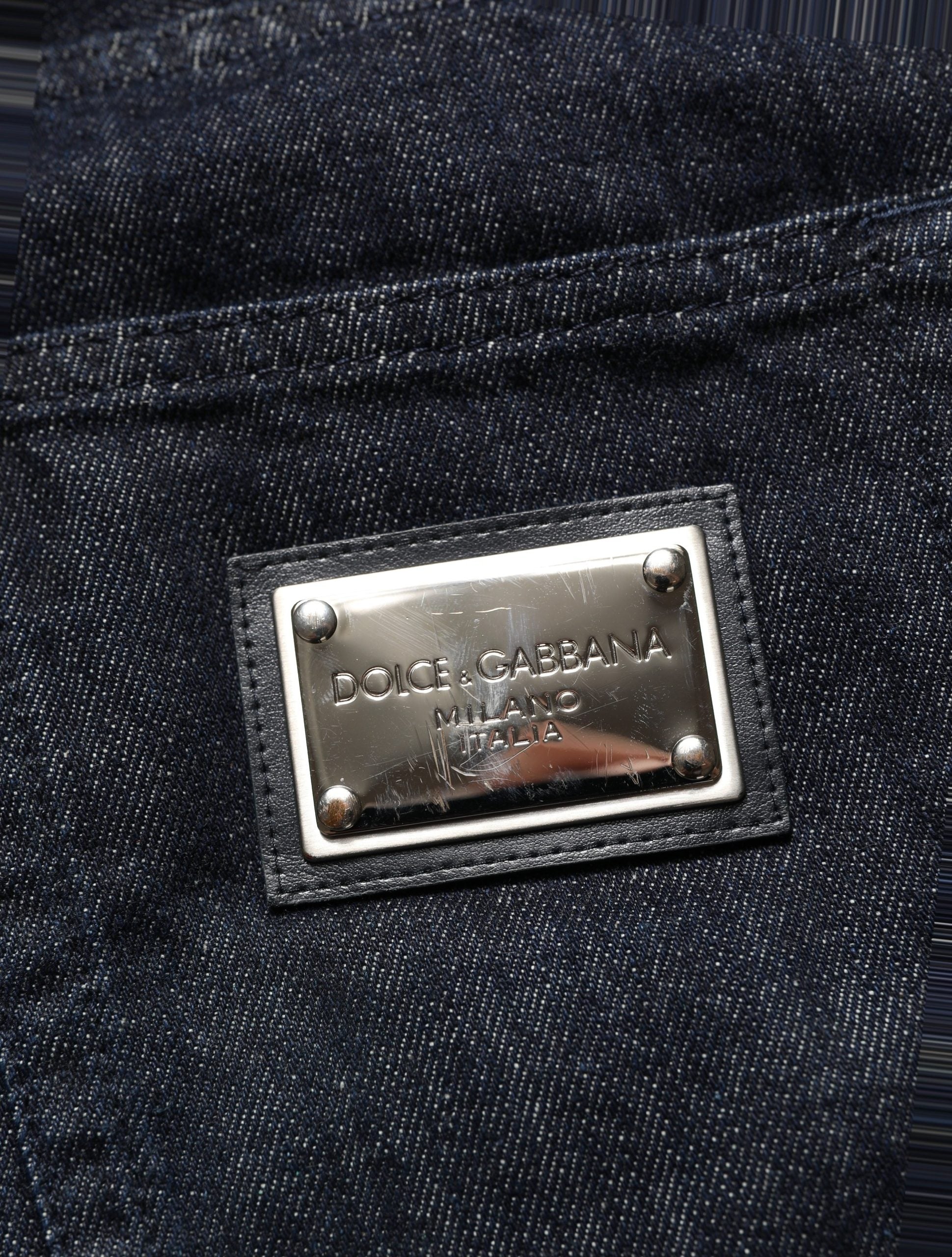 Dolce & Gabbana Dark Blue Relaxed Wide Leg Cotton Denim Jeans