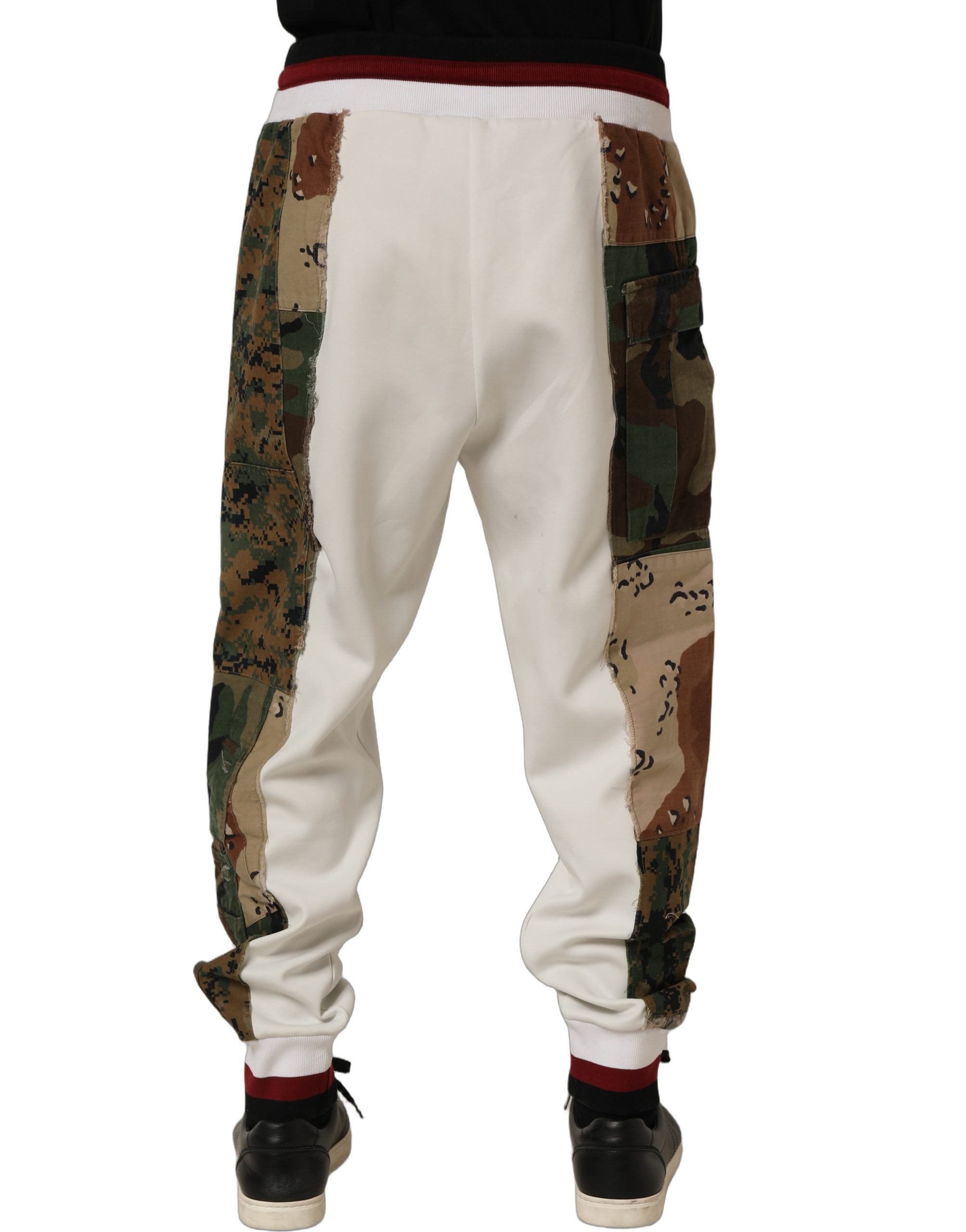 Dolce & Gabbana White Camouflage Patchwork Sweatpants Pants