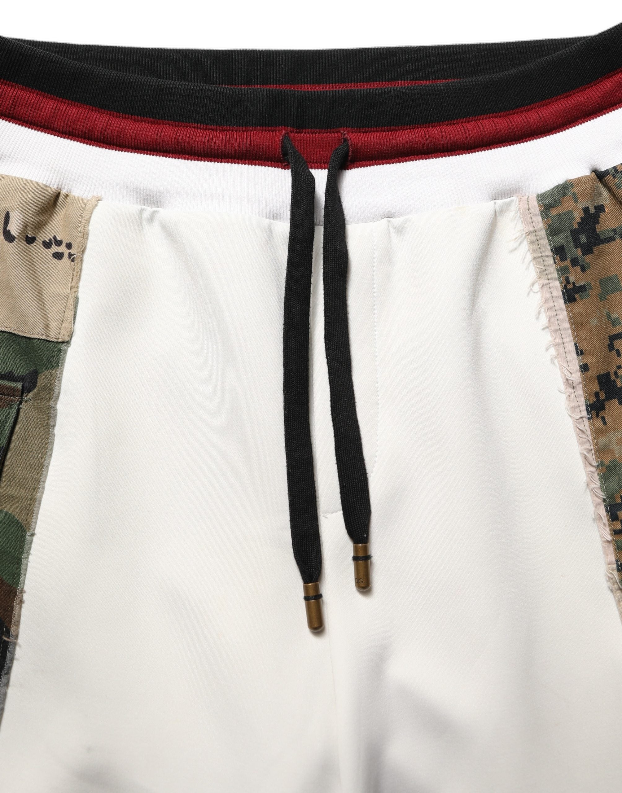 Dolce & Gabbana White Camouflage Patchwork Sweatpants Pants