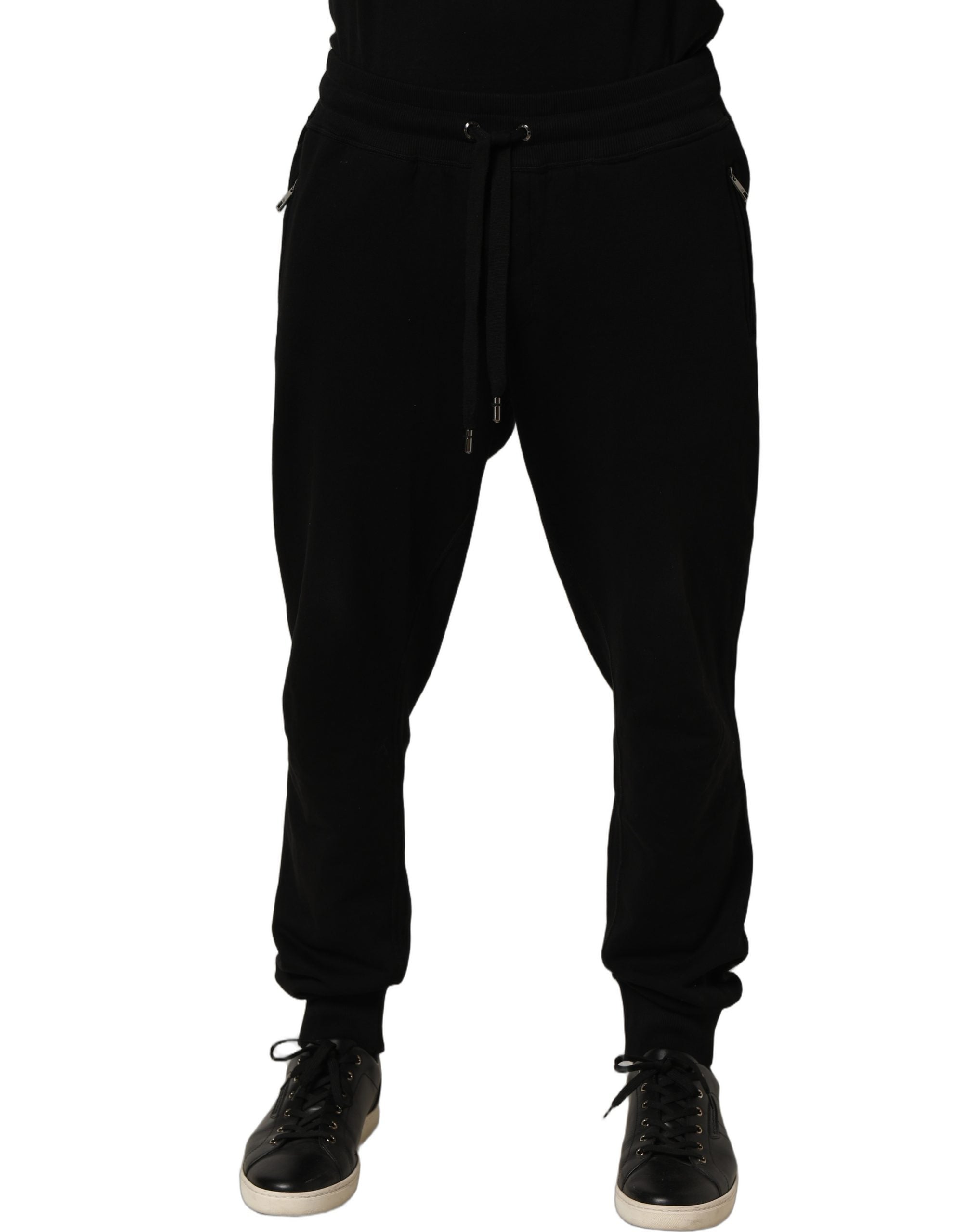 Dolce & Gabbana Black Cotton Logo Jogger Men Sweatpants Pants