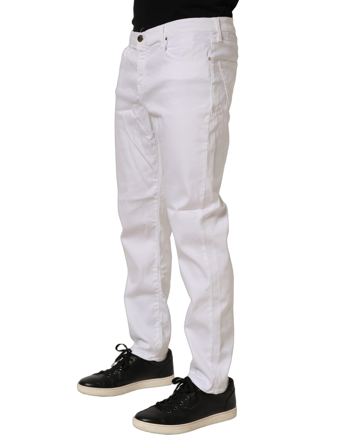 Jacob Cohen White Skinny Fit Mid Waist Men Denim Trouser Jeans