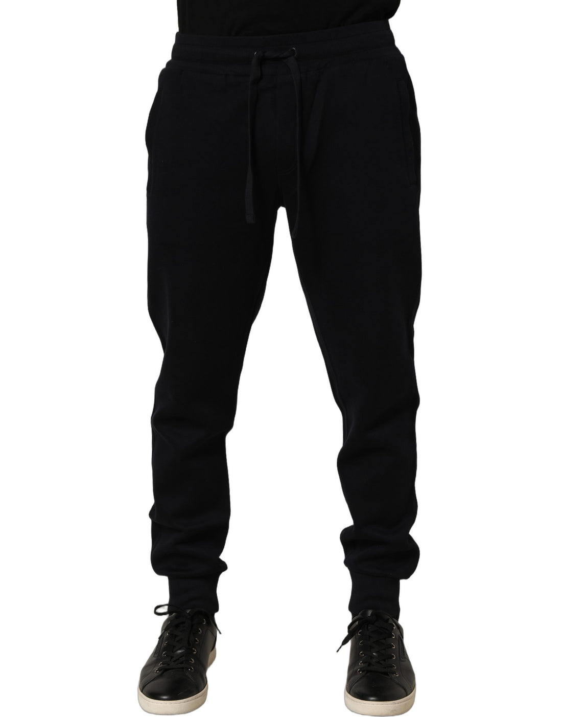 Dolce & Gabbana Blue Cotton Drawstring Jogger Trouser Pants