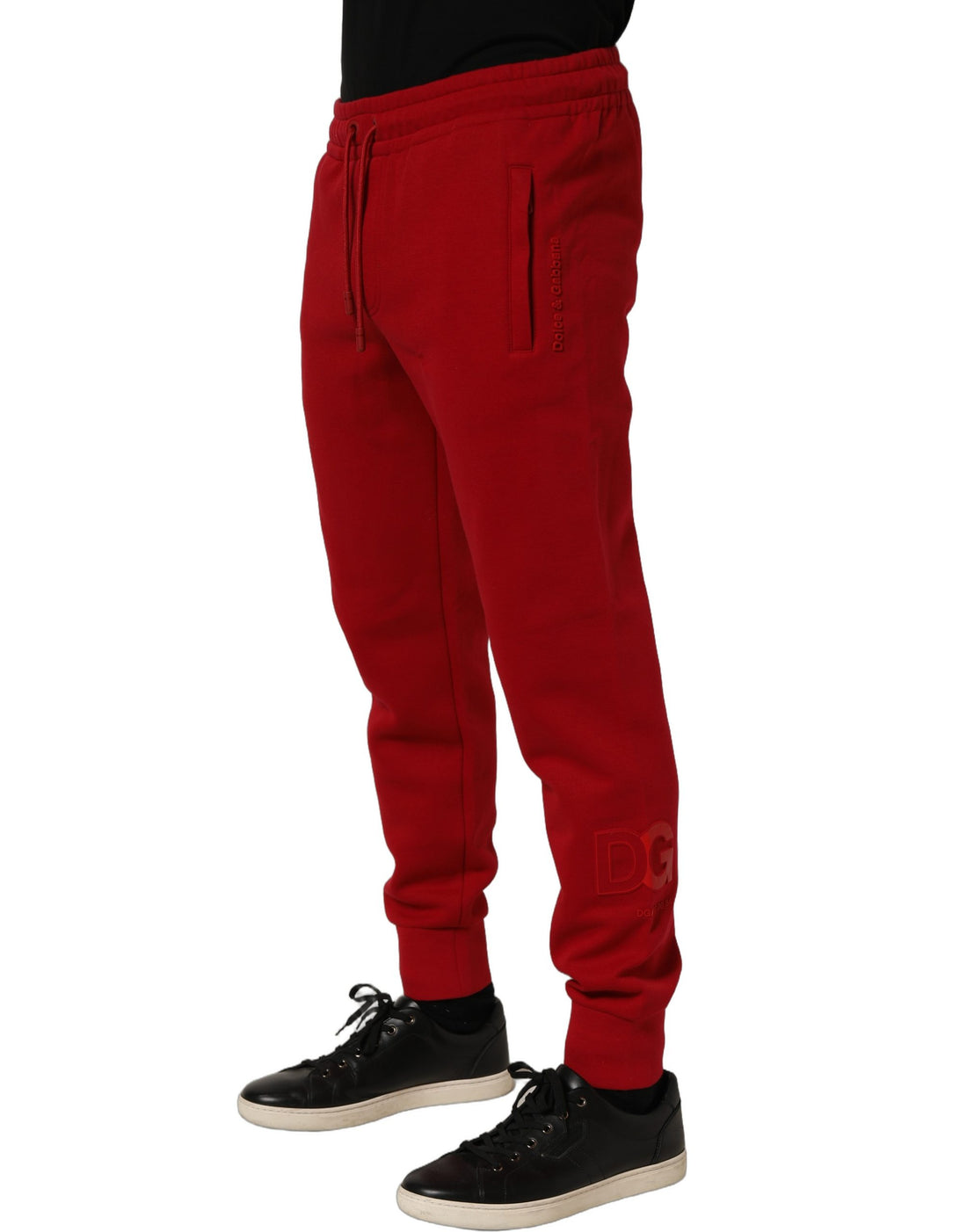 Dolce & Gabbana Red Cotton Drawstring Jogger Men Trouser Pants