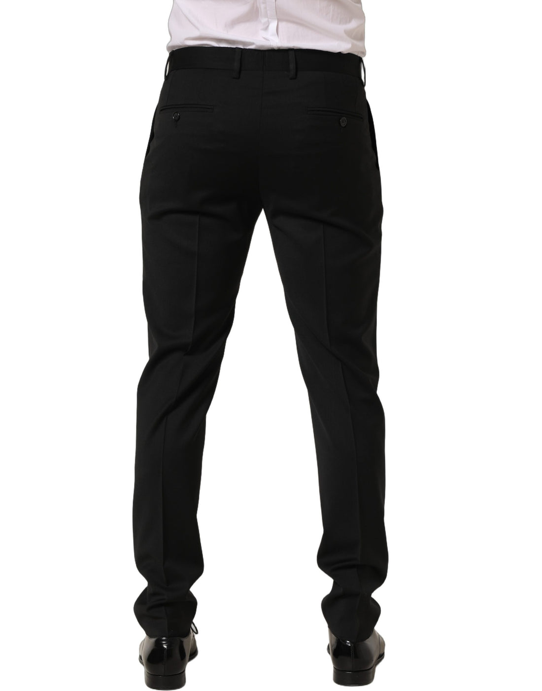 Dolce & Gabbana Black Wool Stretch Formal Dress Trouser
