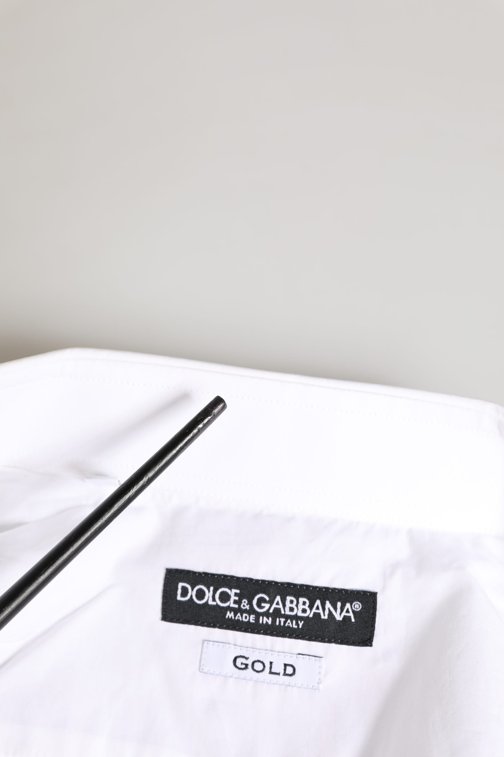 Dolce & Gabbana White GOLD Crown Bee Cotton Formal Dress Shirt