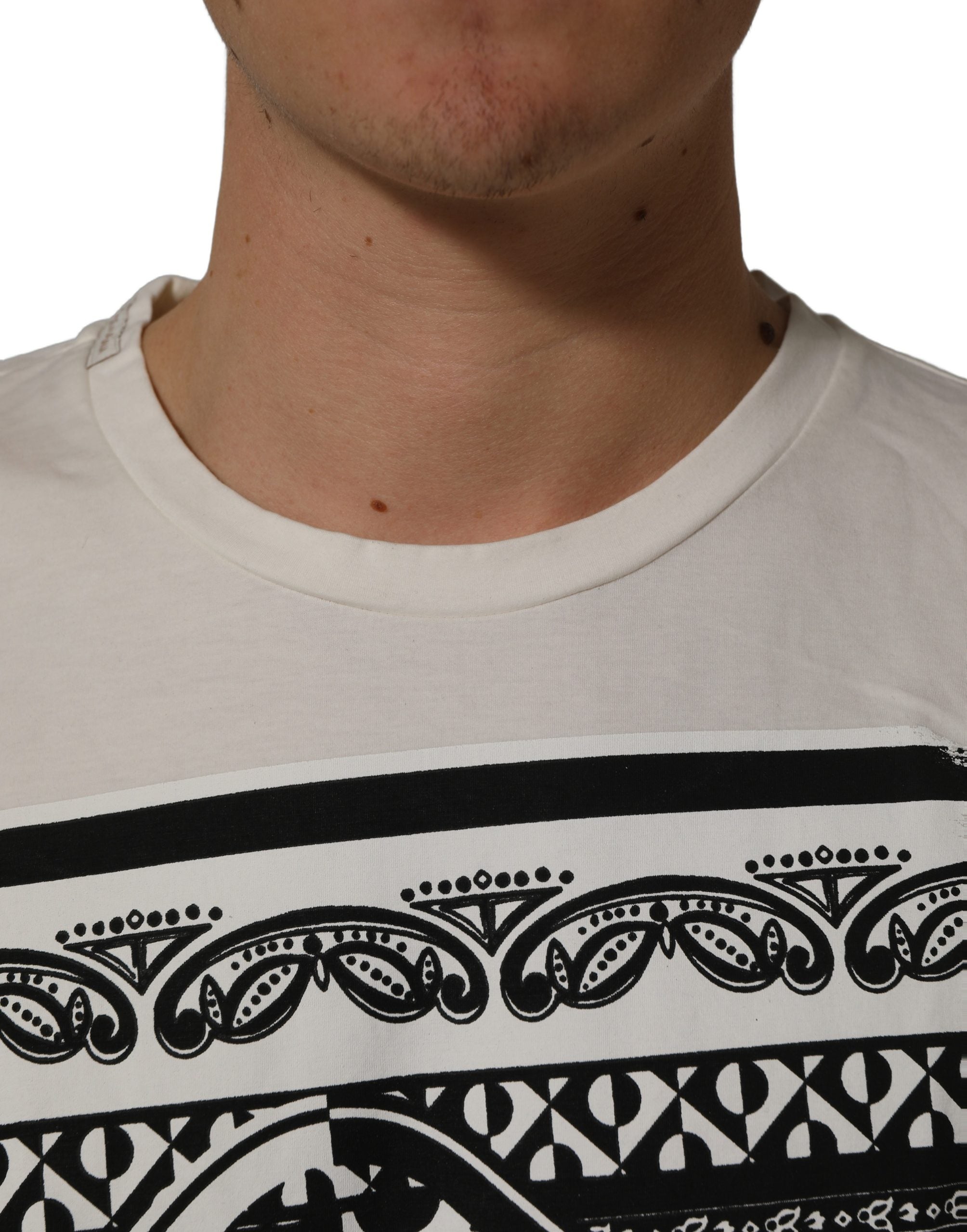 Dolce & Gabbana White Bandana Print Cotton CrewNeck T-shirt