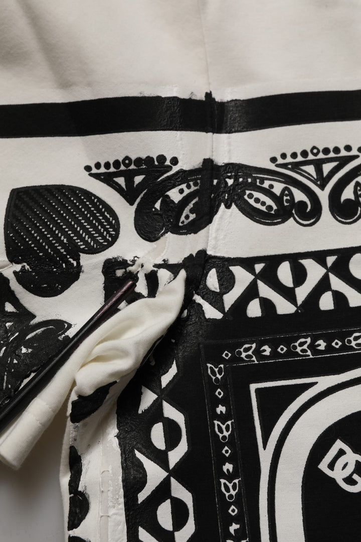 Dolce & Gabbana White Bandana Print Cotton Crew Neck T-shirt