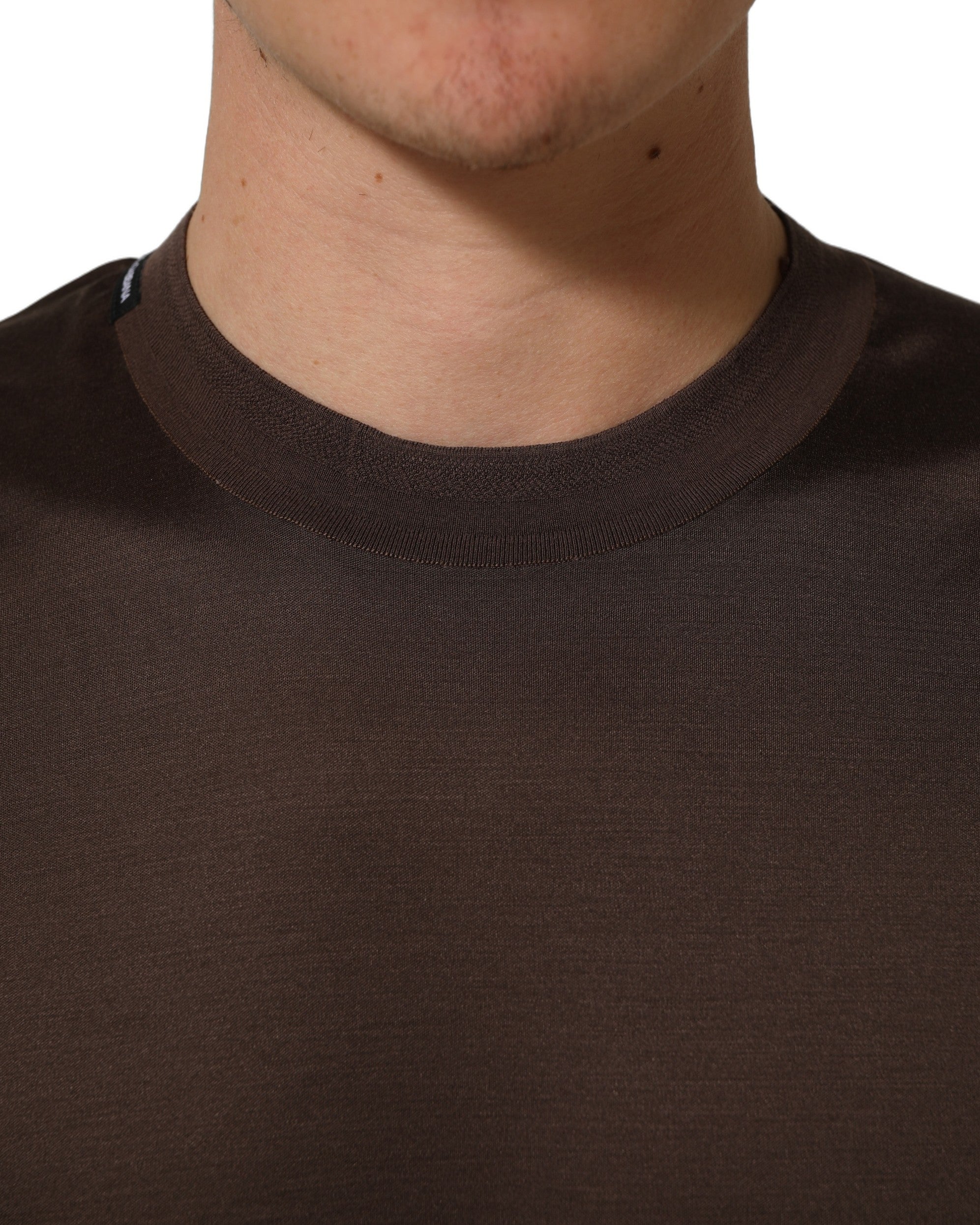 Dolce & Gabbana Brown Silk Crew Neck Short Sleeves T-shirt