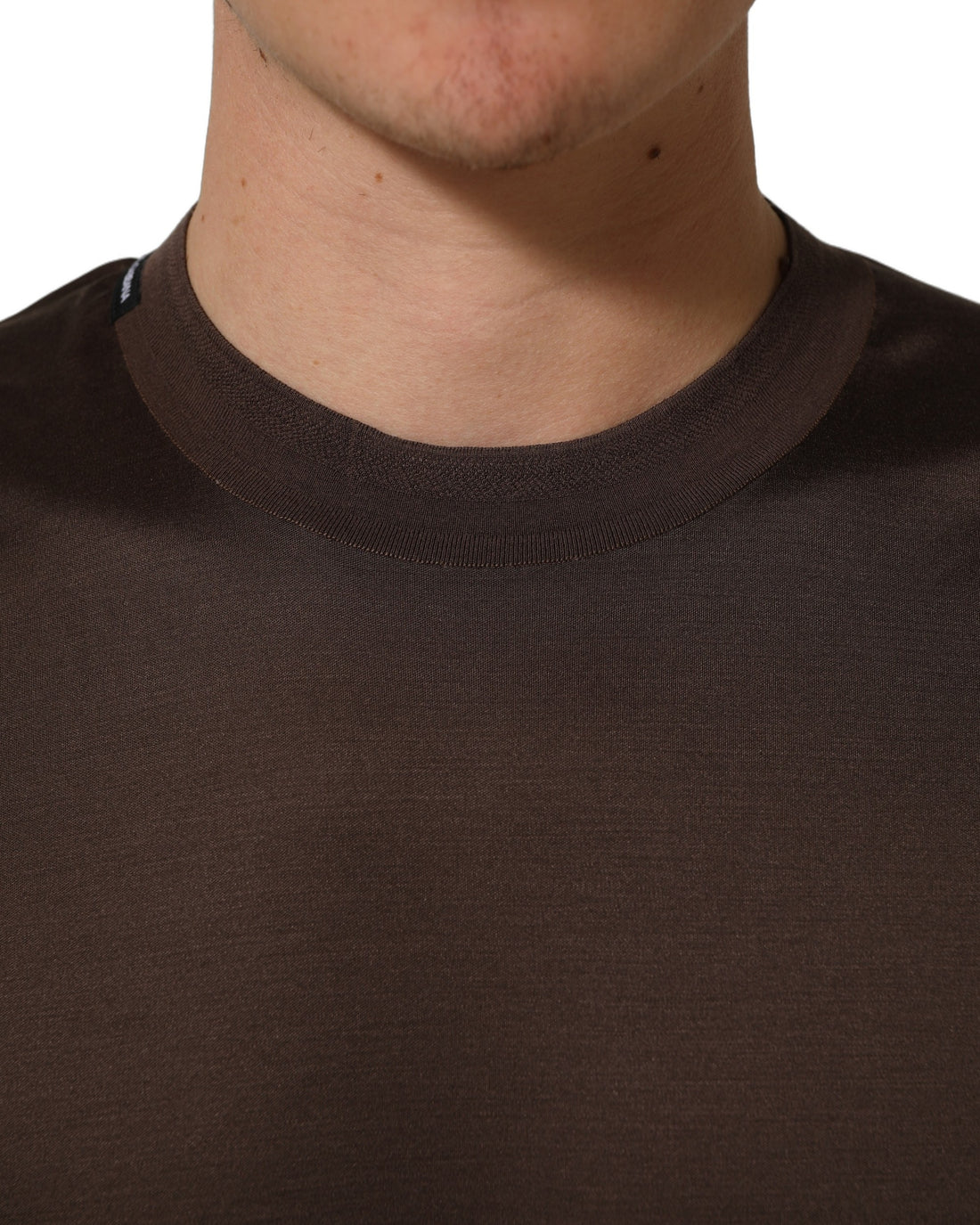 Dolce & Gabbana Brown Silk Crew Neck Short Sleeves T-shirt