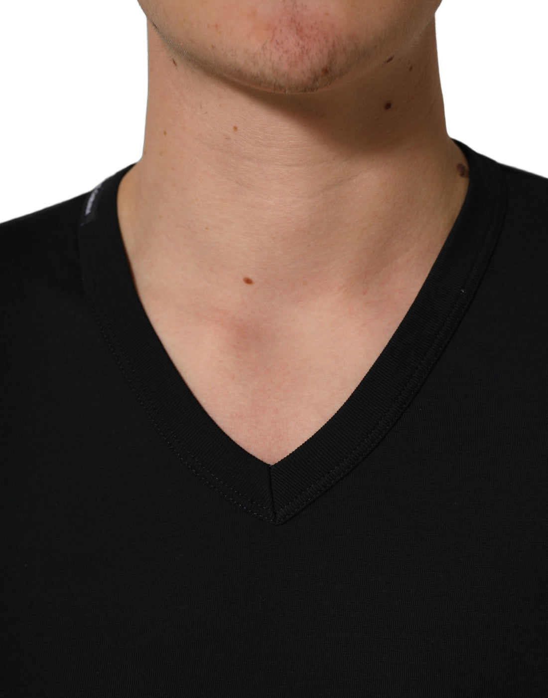 Dolce & Gabbana Dark Blue Cotton V-Neck Short Sleeve T-shirt