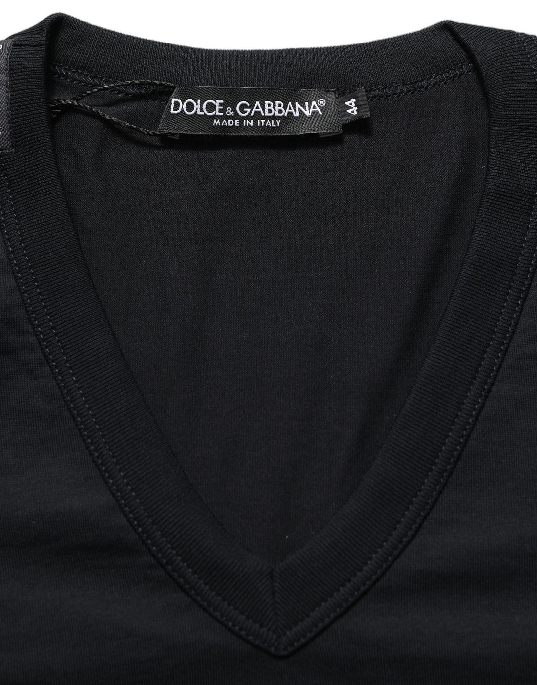 Dolce & Gabbana Dark Blue Cotton V-Neck Short Sleeve T-shirt