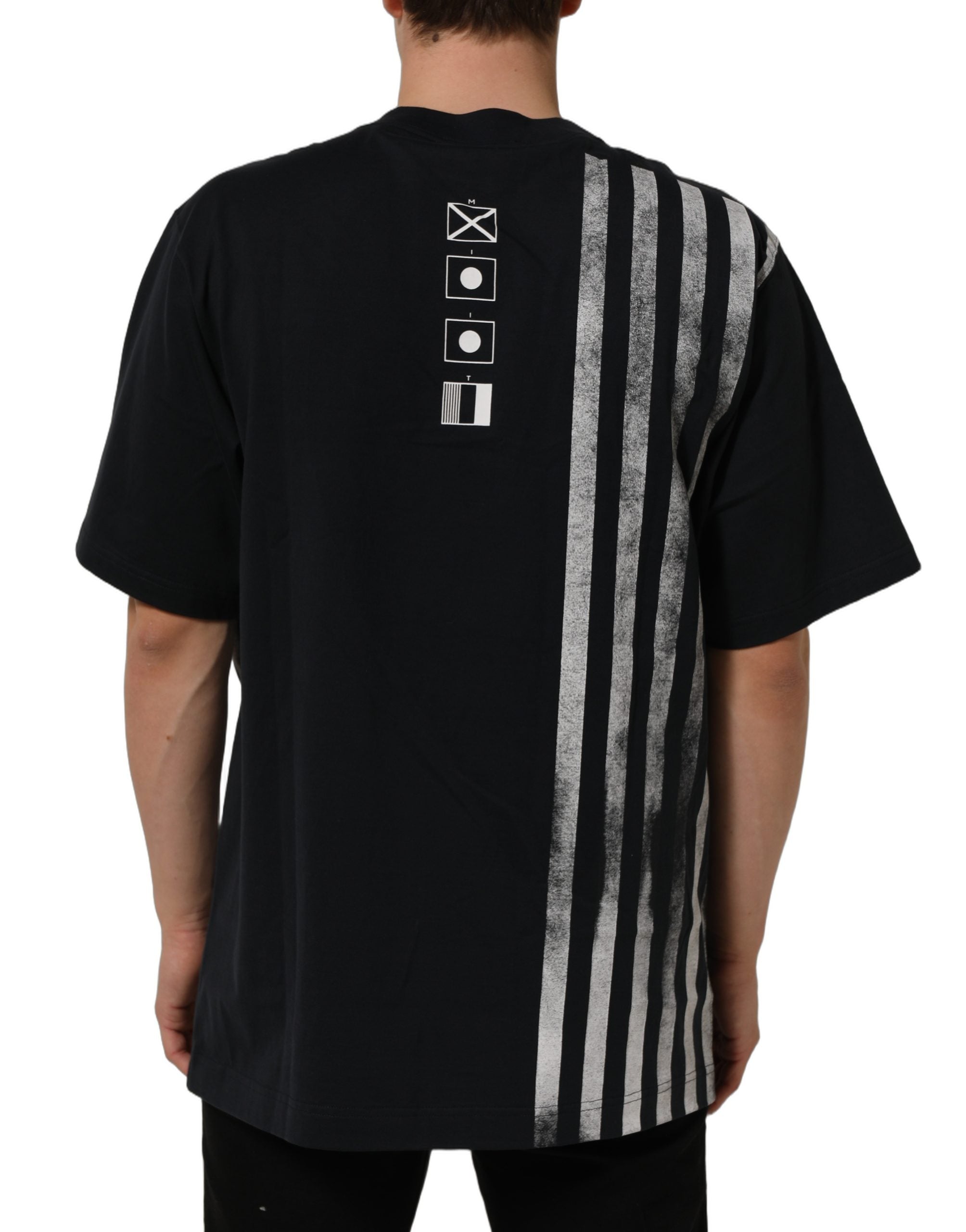 Dolce & Gabbana Blue Striped Print Cotton Crew Neck  T-shirt