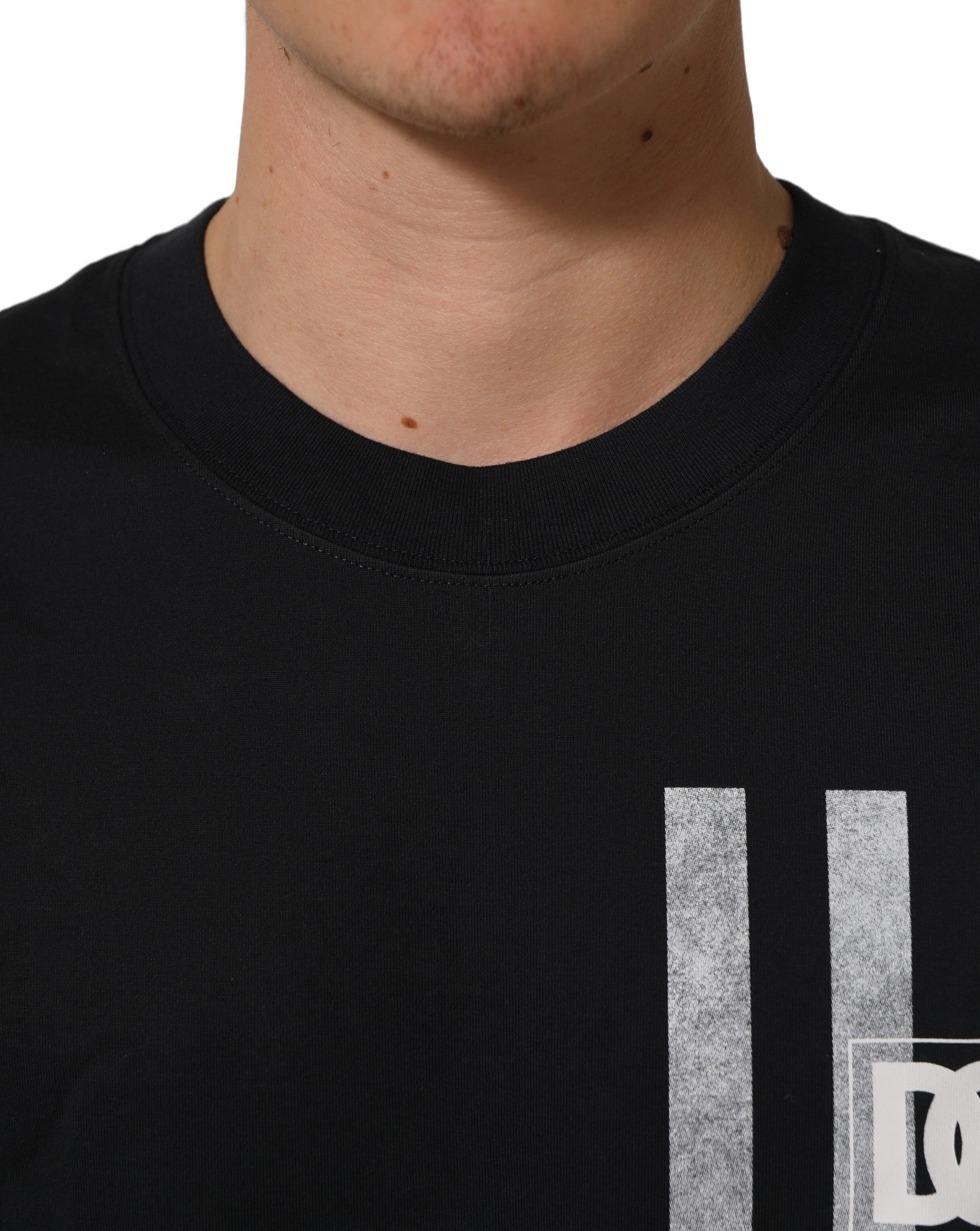 Dolce & Gabbana Blue Striped Print Cotton Crew Neck T-shirt