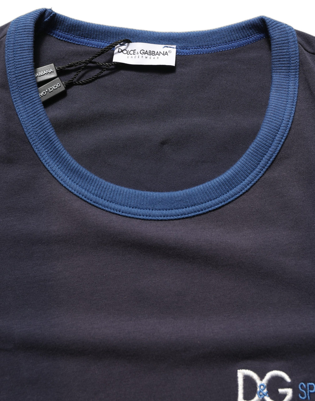 Dolce & Gabbana Dark Blue Cotton Stretch Round Neck T-shirt