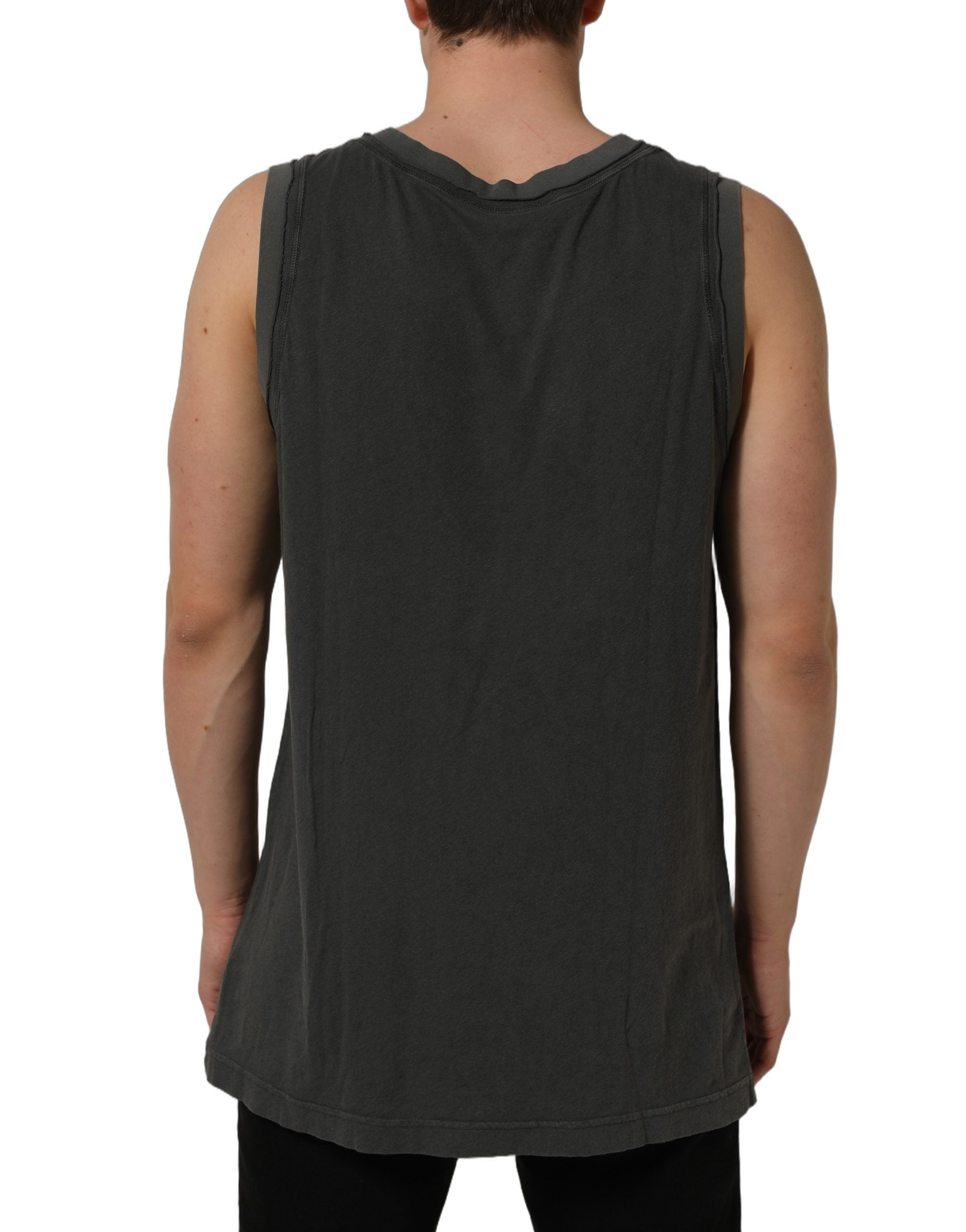Dolce & Gabbana Dark Gray Graphic Print Tank Men Top T-shirt