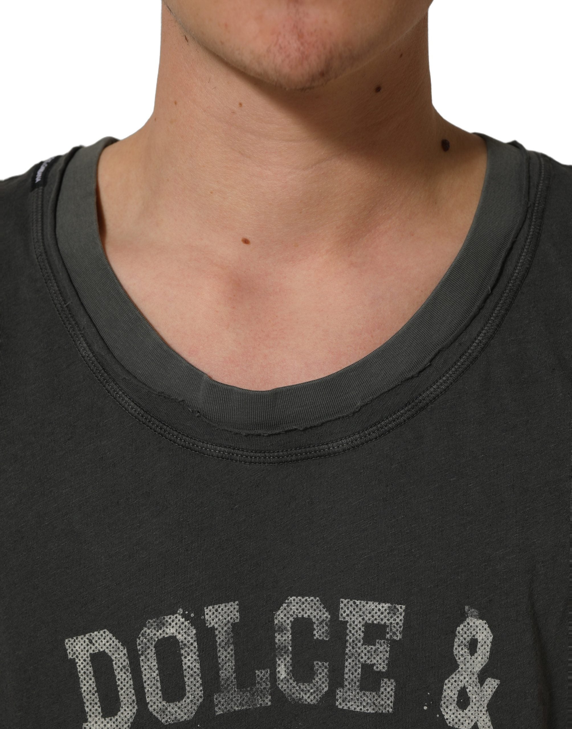 Dolce & Gabbana Dark Gray Graphic Print Tank Men Top T-shirt