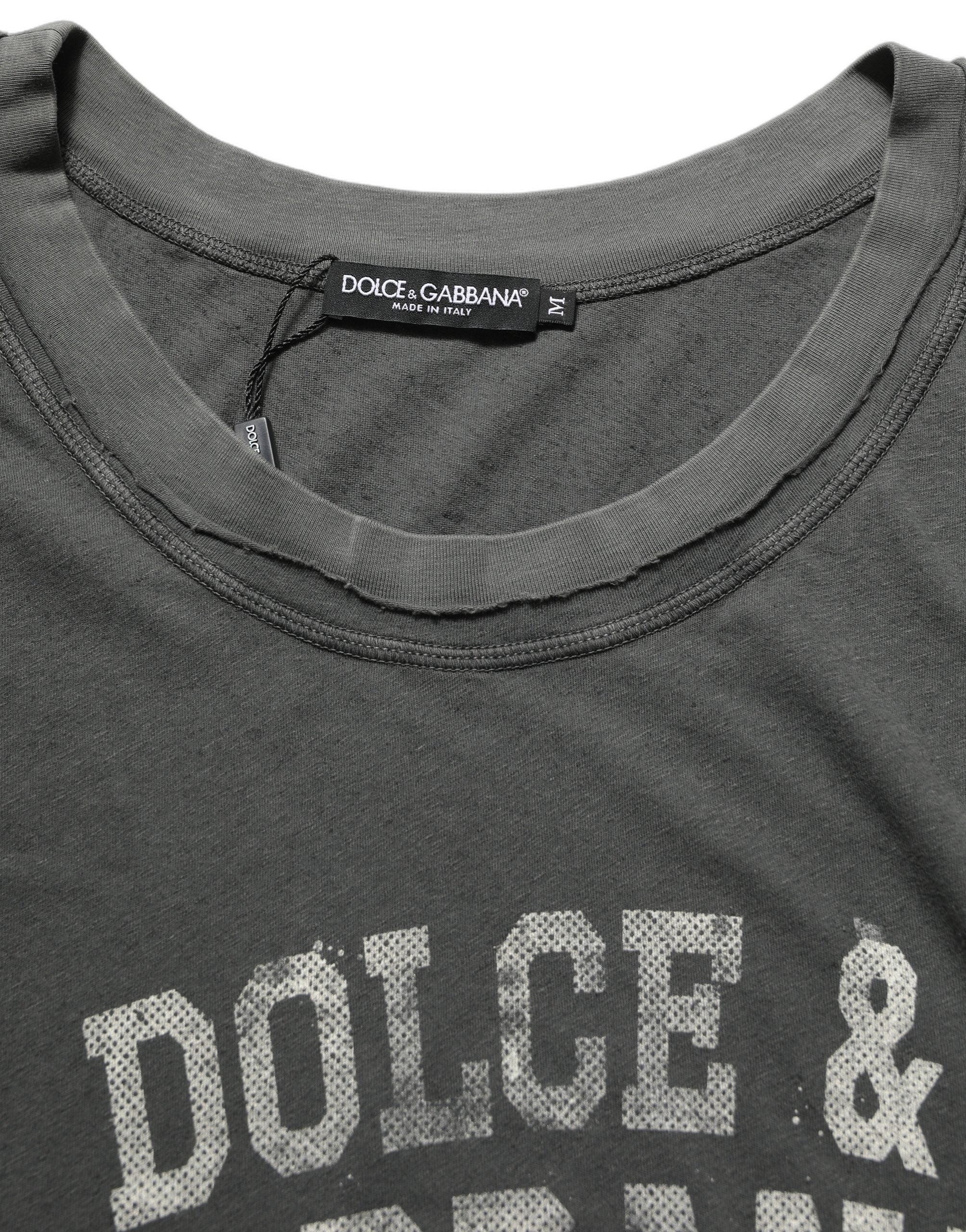 Dolce & Gabbana Dark Gray Graphic Print Tank Men Top T-shirt