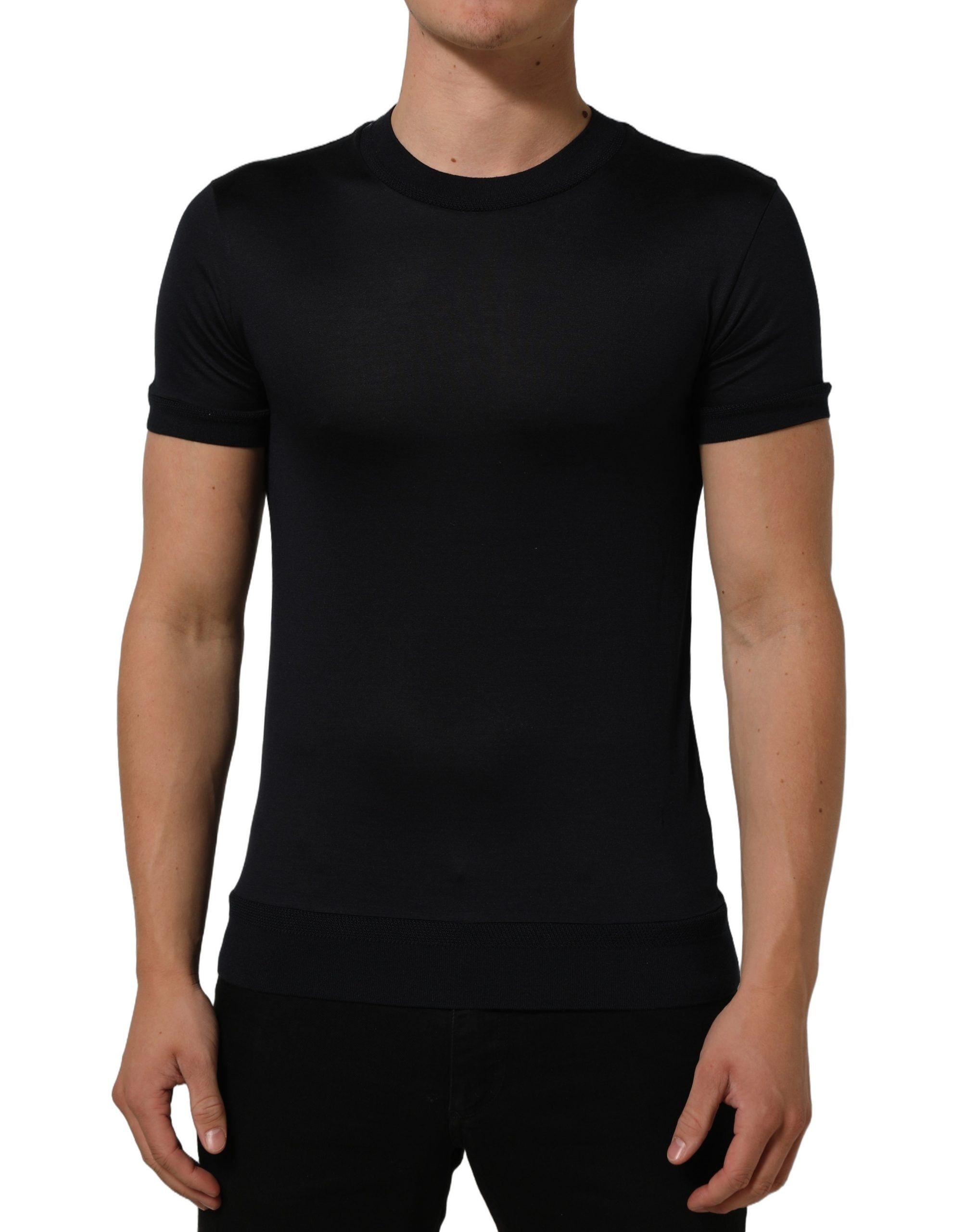 Dolce & Gabbana Blue Cotton Crew Neck Short Sleeve T-shirt