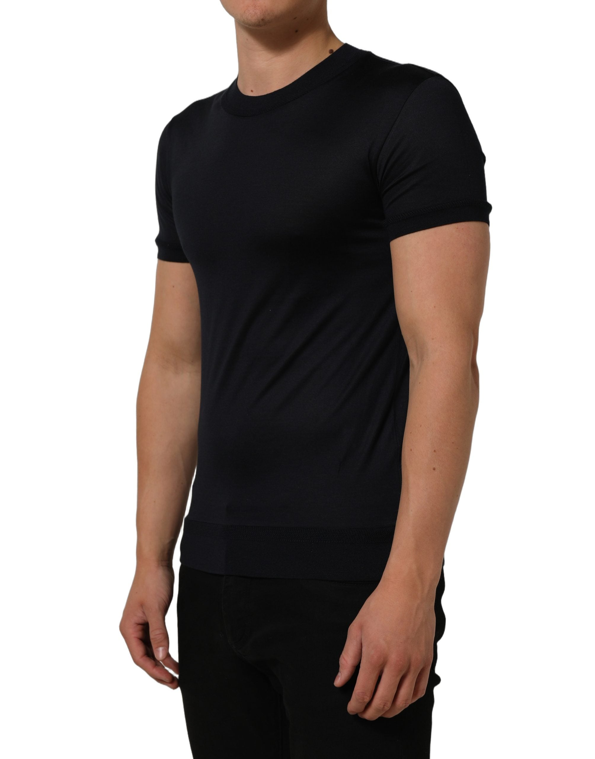 Dolce & Gabbana Blue Cotton Crew Neck Short Sleeve T-shirt
