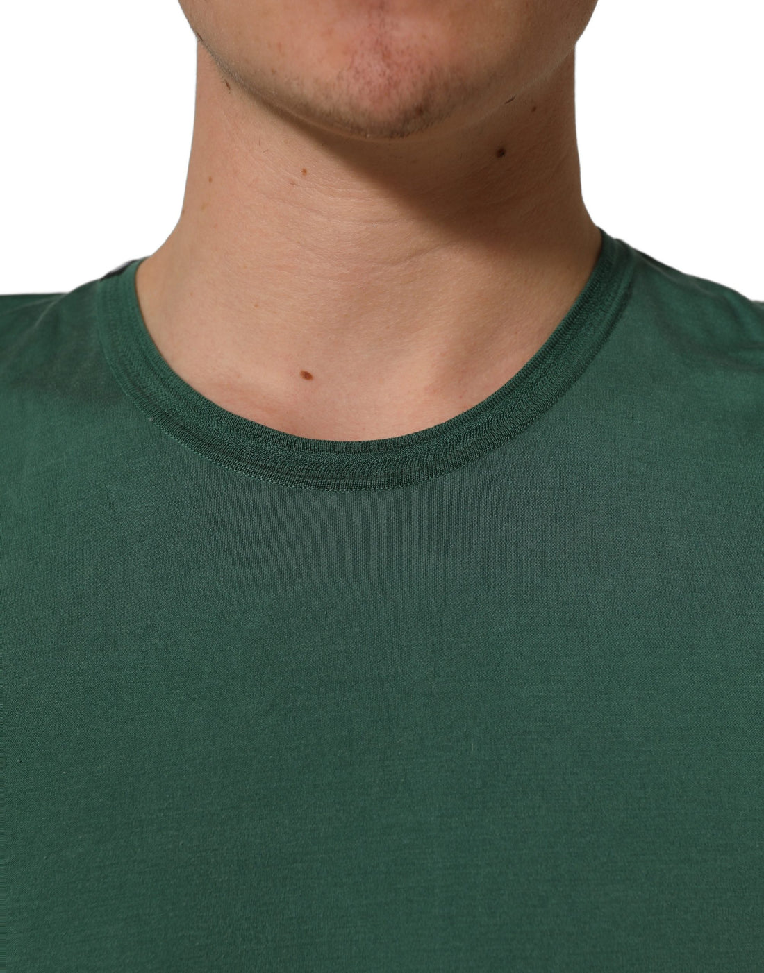Dolce & Gabbana Green Silk Crew Neck Short Sleeves T-shirt