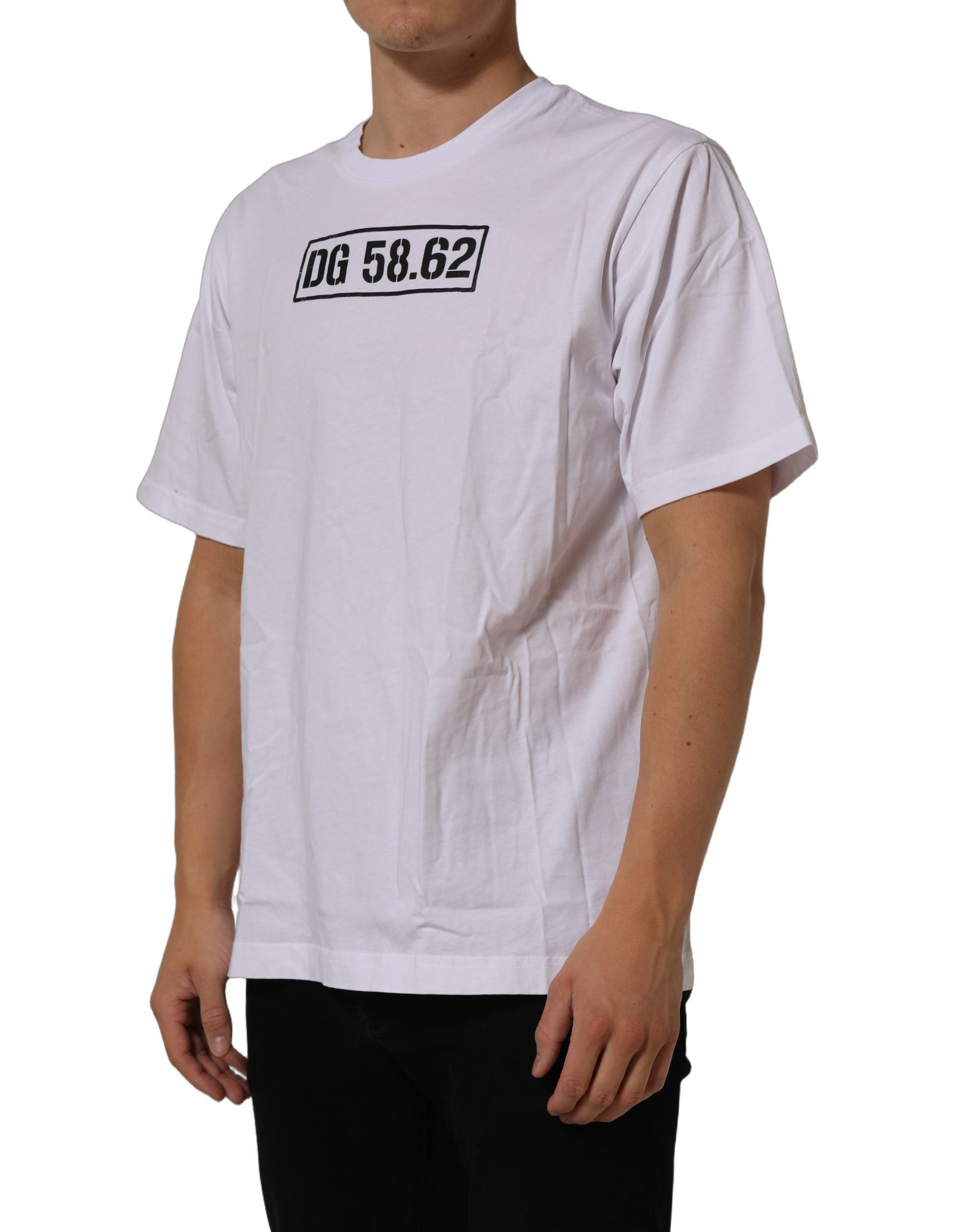 Dolce & Gabbana White DG 58.62 Cotton Crew Neck Men T-shirt