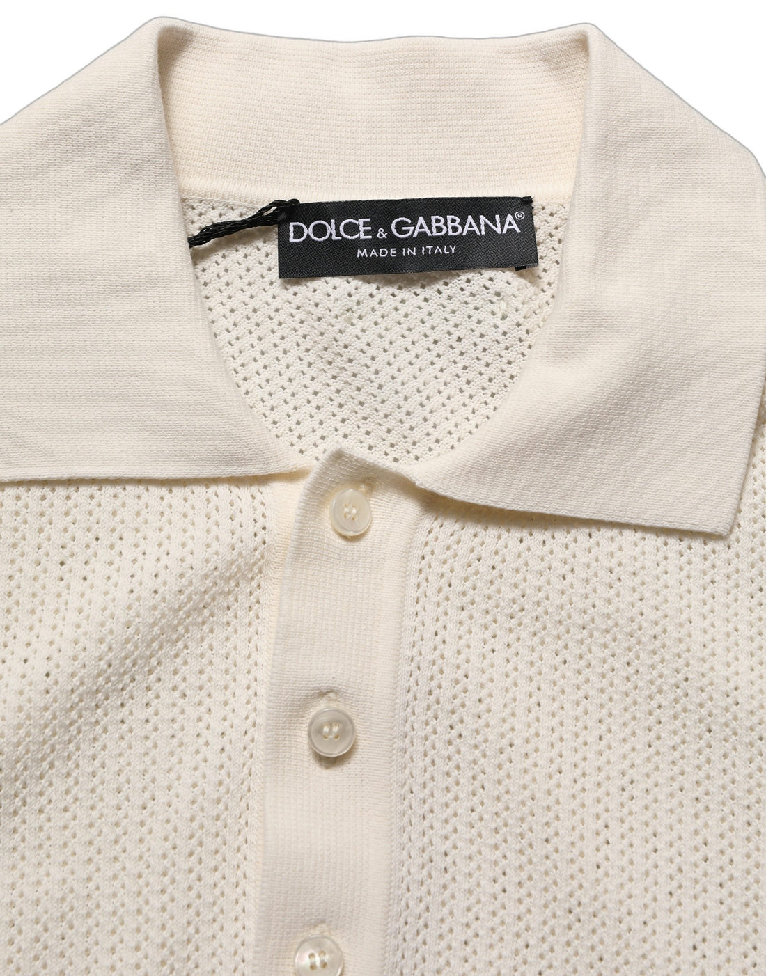 Dolce & Gabbana Off White Cotton Collared Men Polo T-shirt