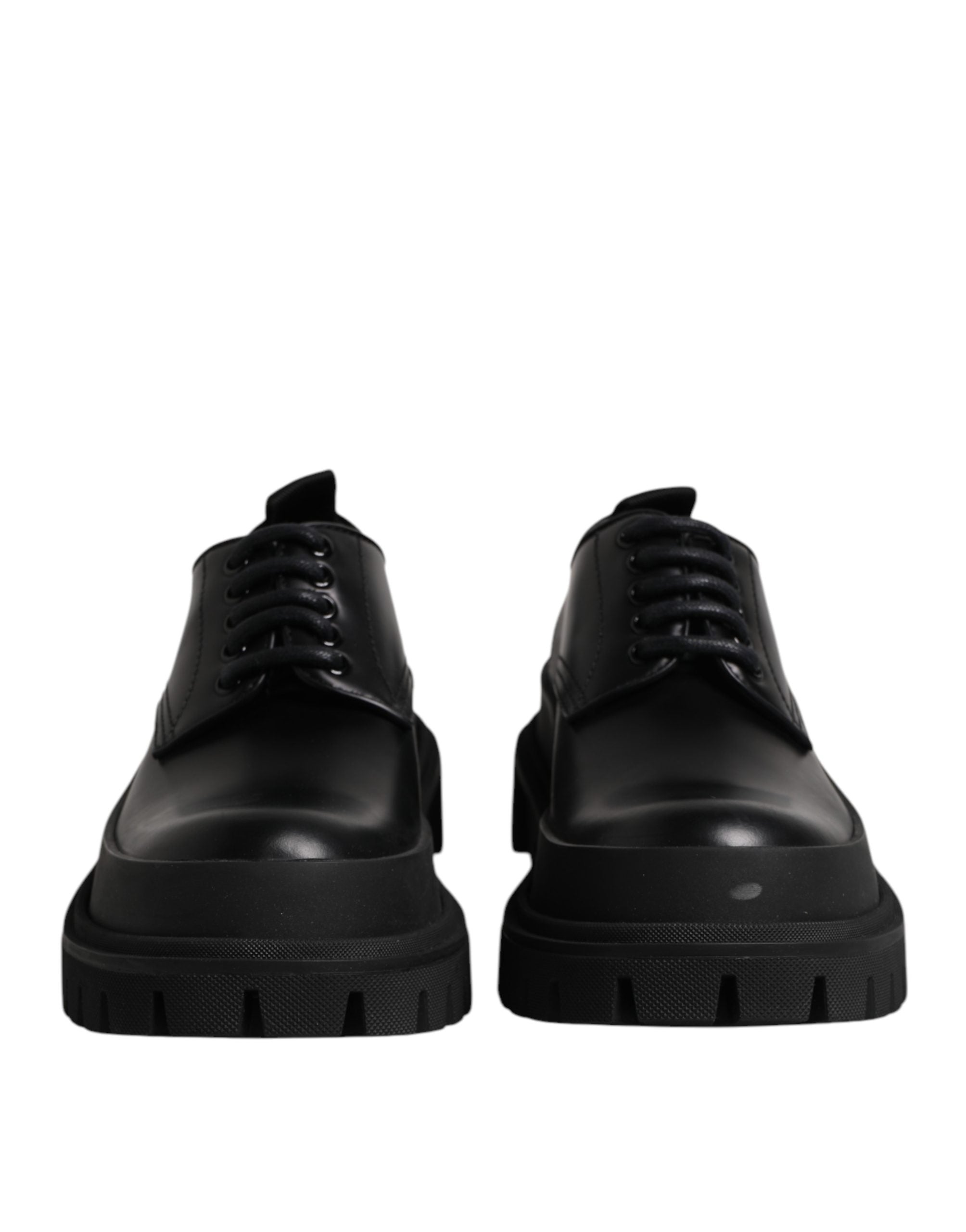 Dolce & Gabbana Black Leather Hi-Trekking Derby Shoes