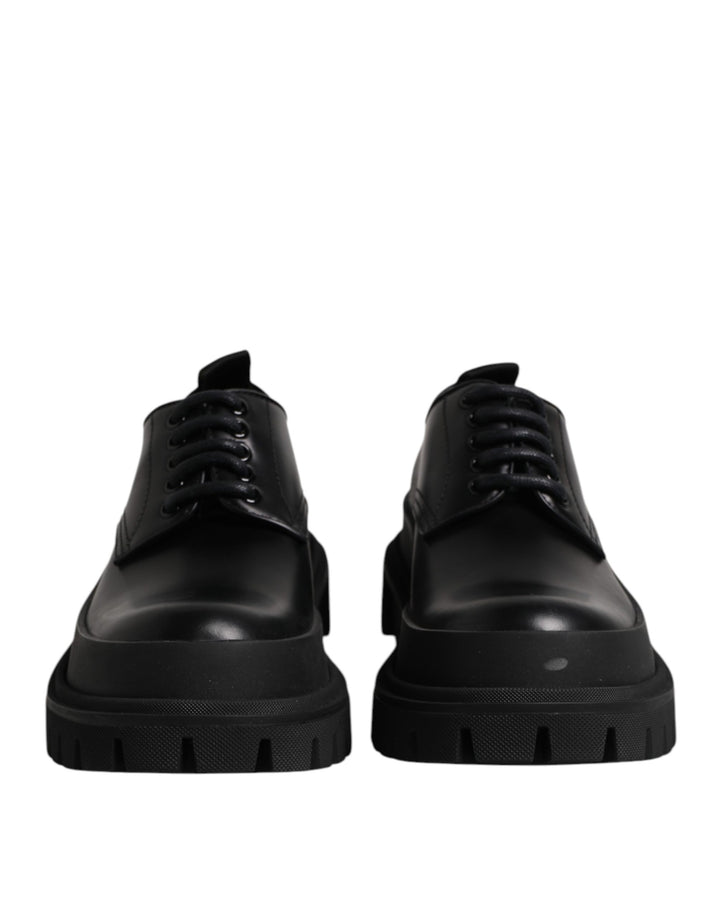 Dolce & Gabbana Black Leather Hi-Trekking Derby Shoes