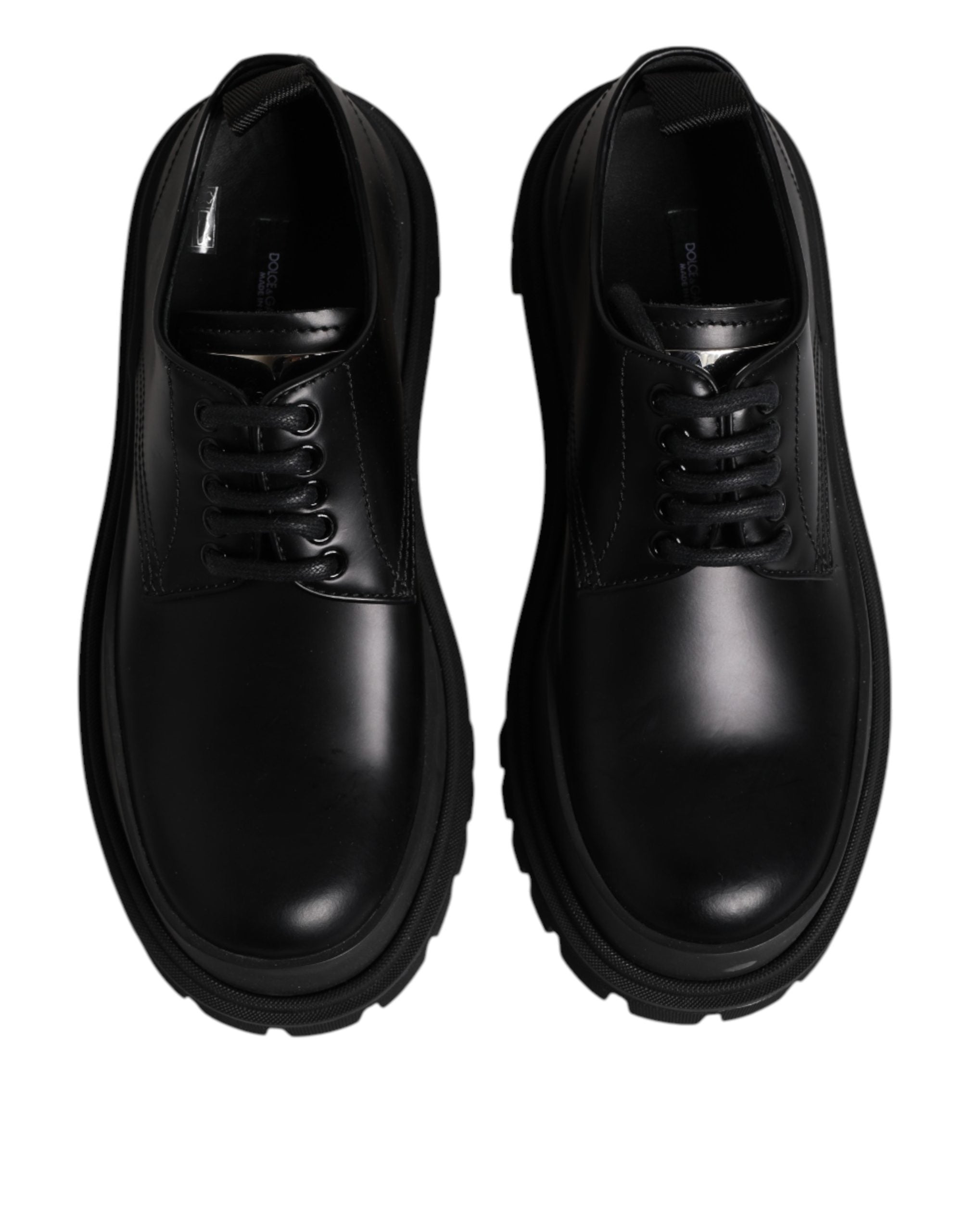 Dolce & Gabbana Black Leather Hi-Trekking Derby Shoes